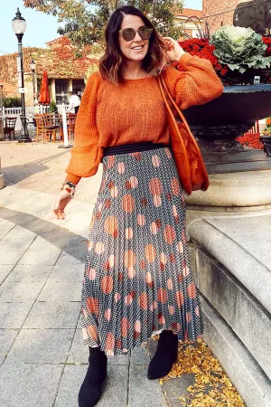 Hook Closure Ingrid Pleated Skirt -  Congo Dot Ingrid Pleated Skirt -  Congo Dot Sleek Comfort