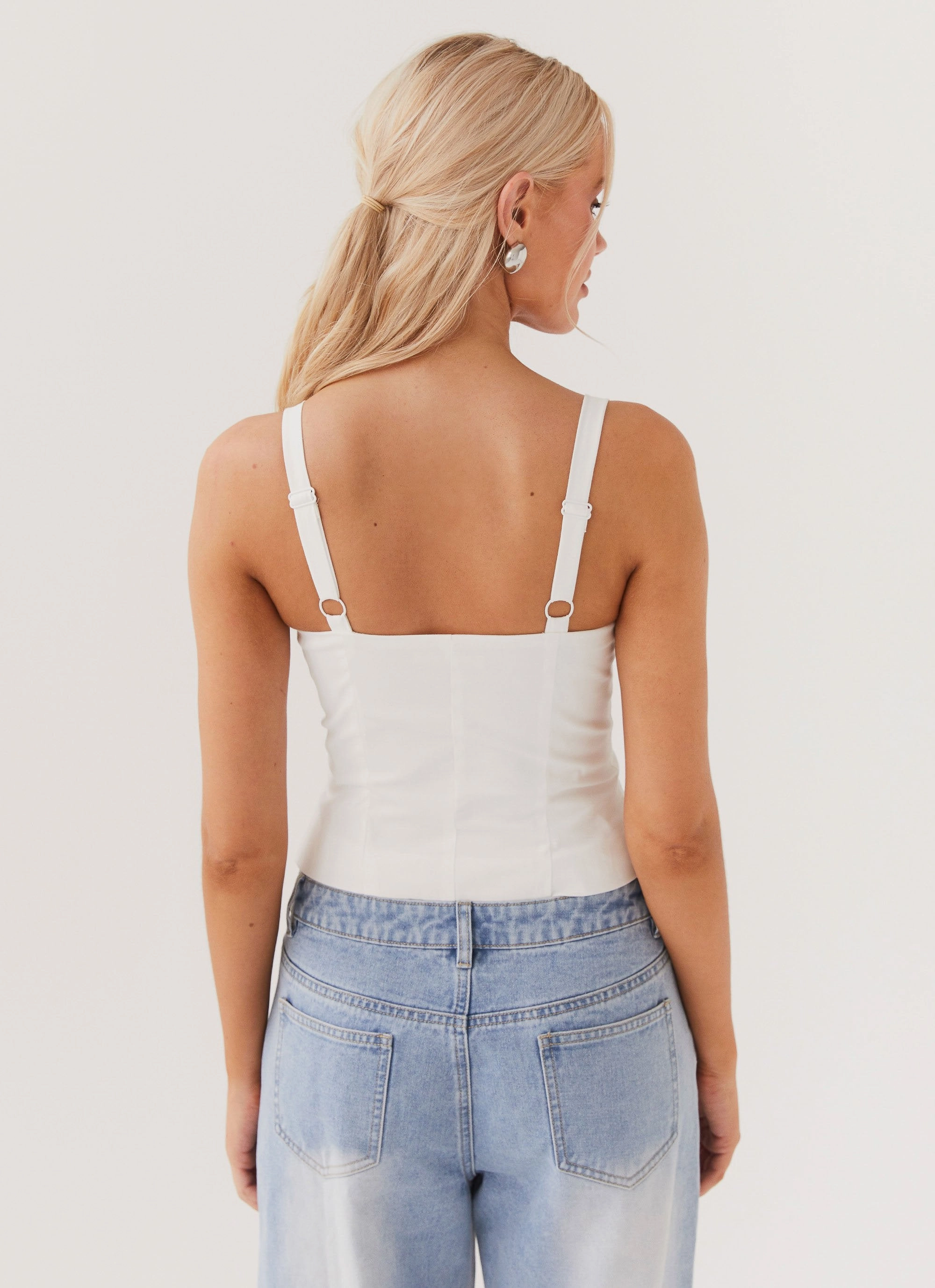 Casual Wear Hopeful Hearts Bustier Top - White