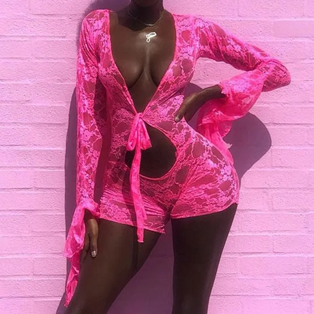 Hot and Bothered Deep V-Neck Floral Playsuit