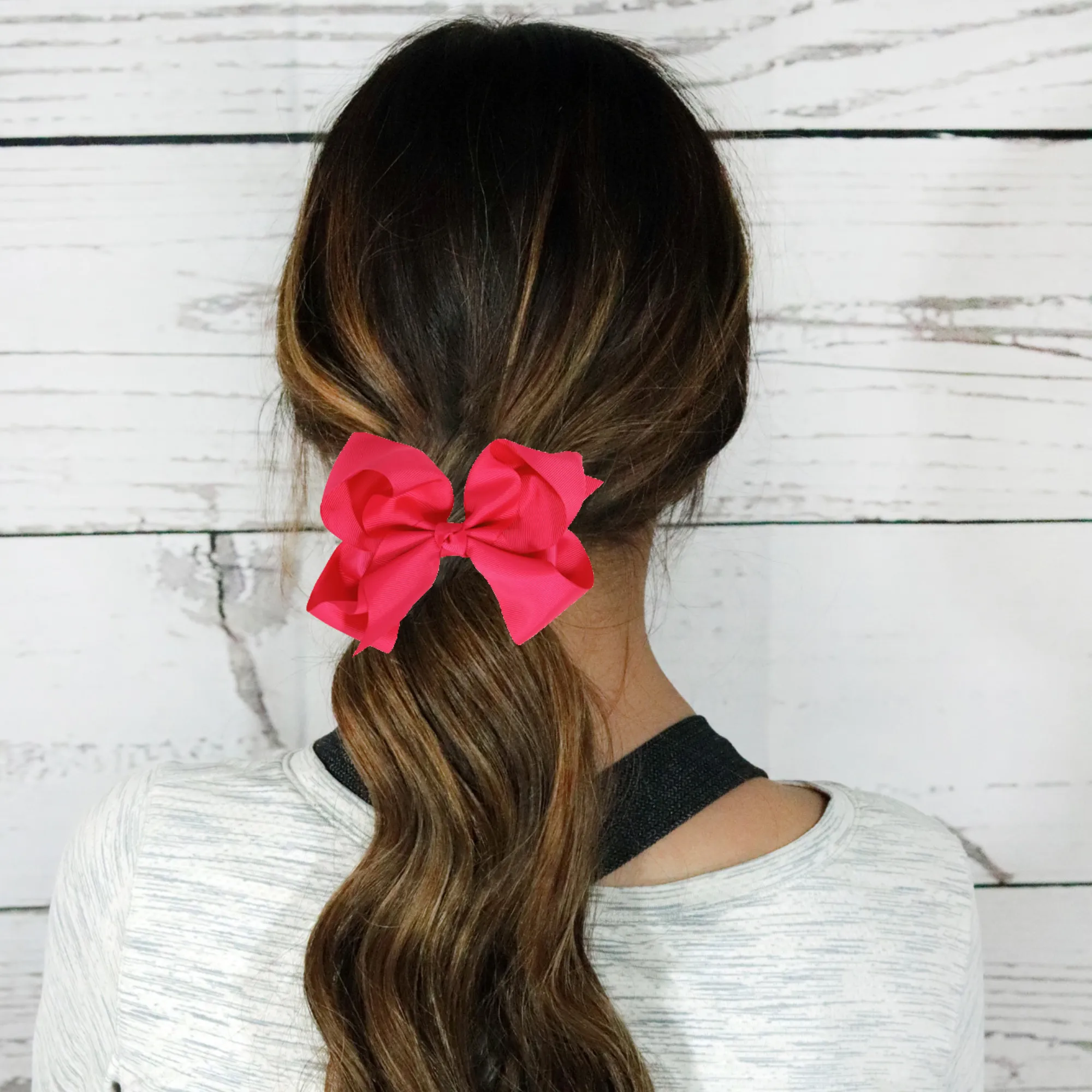 Hot Pink Classic Hair Bows - 10 Pack