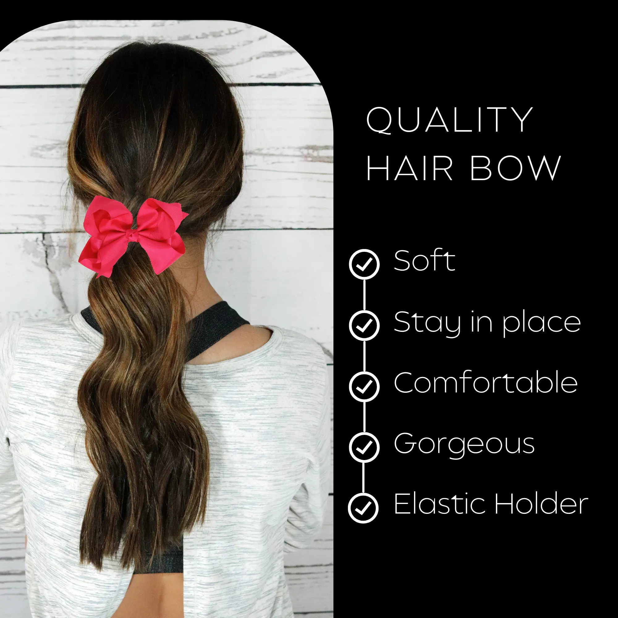 Hot Pink Classic Hair Bows - 10 Pack