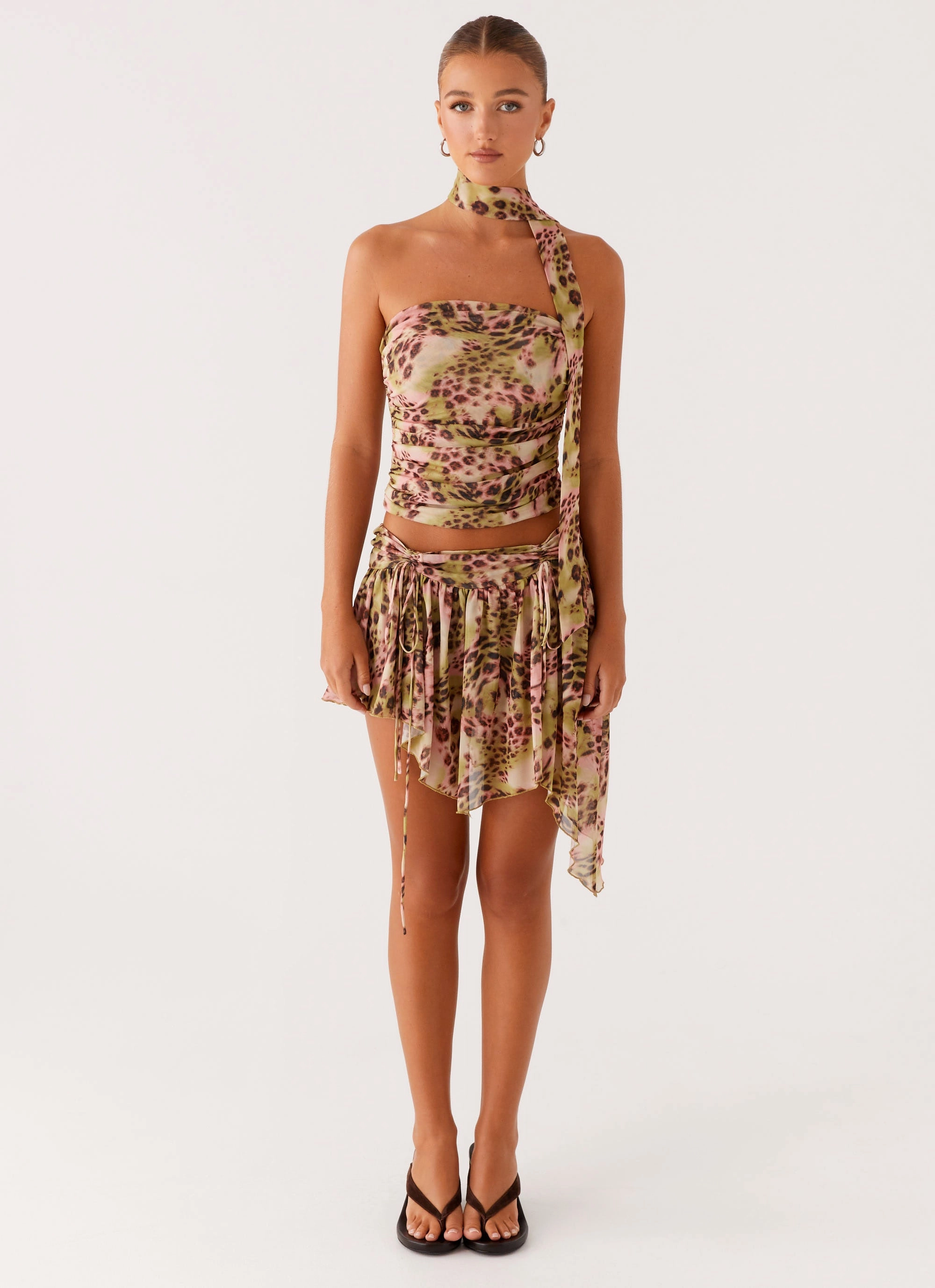 Hot Like Me Scarf Top - Swirl Leopard CollapsibleFrame Water Repellent Coating