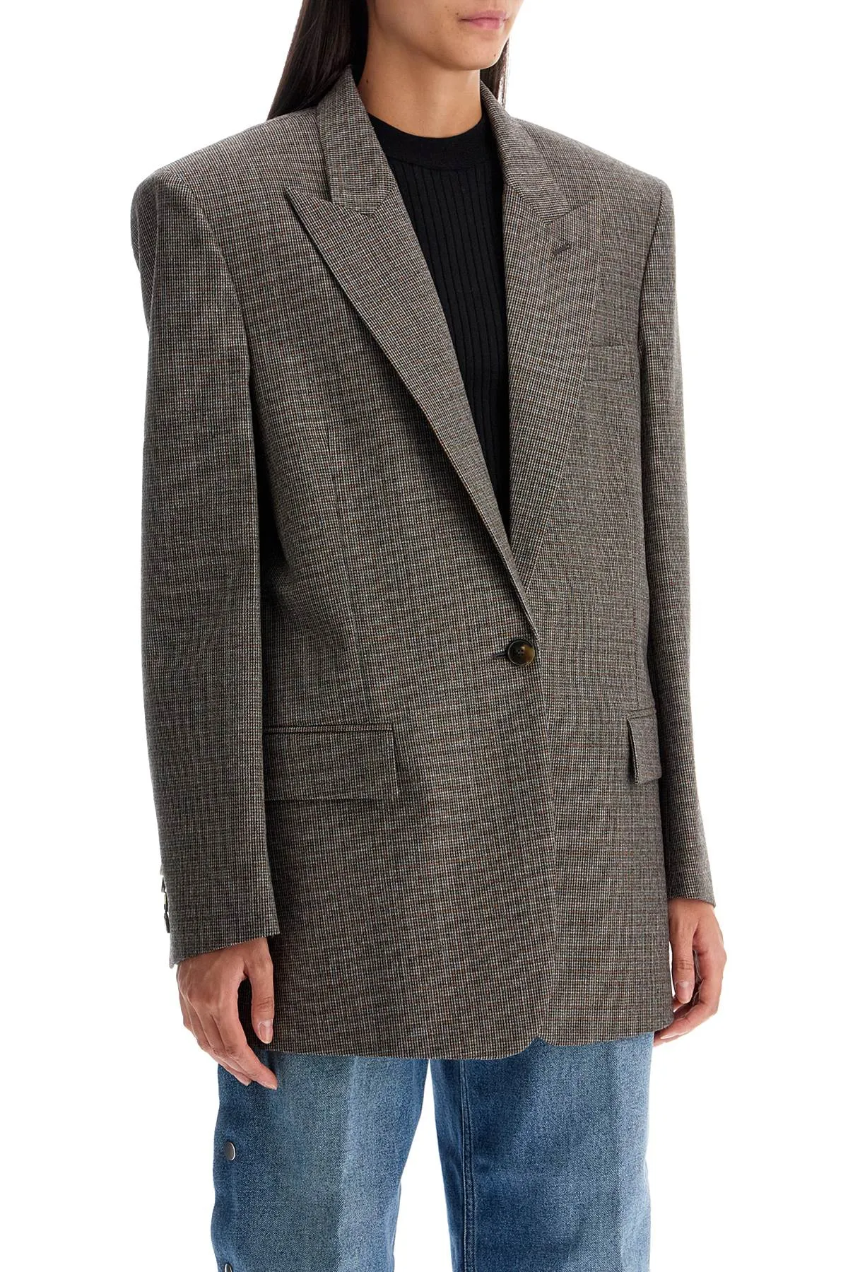 houndstooth single-breasted bl 650123 3EJ790 CAMEL/GREY