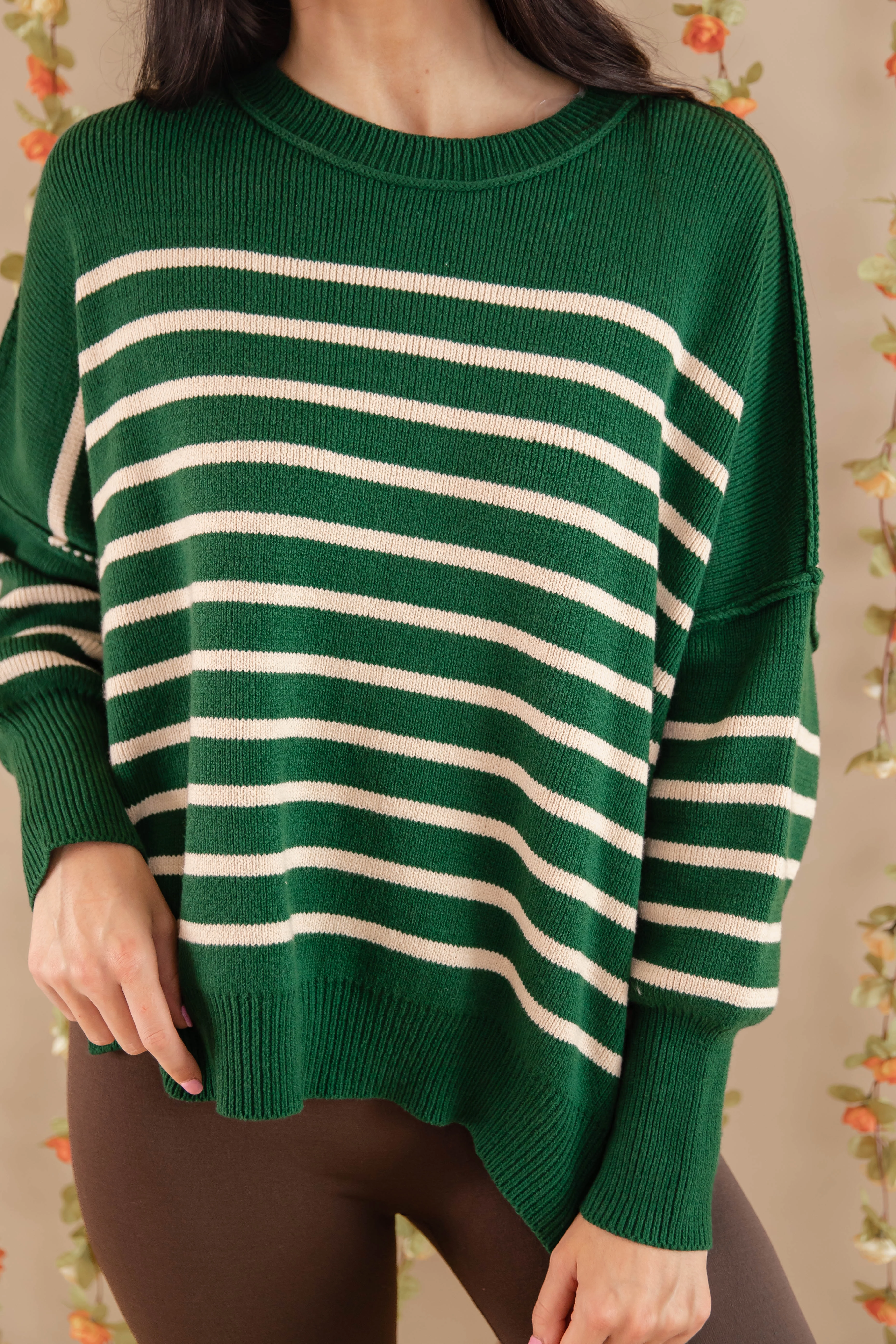 How The Story Goes Sweater-Hunter Green Durable Weave