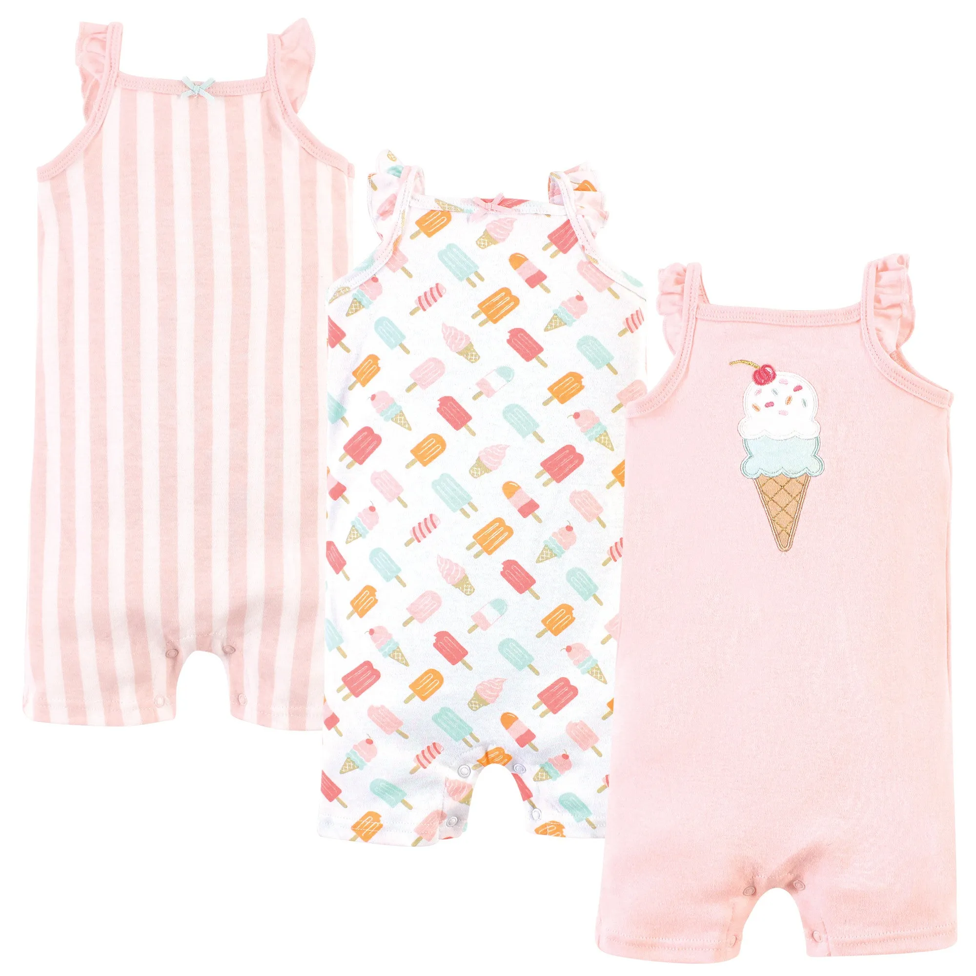 Hudson Baby Cotton Rompers, Ice Cream