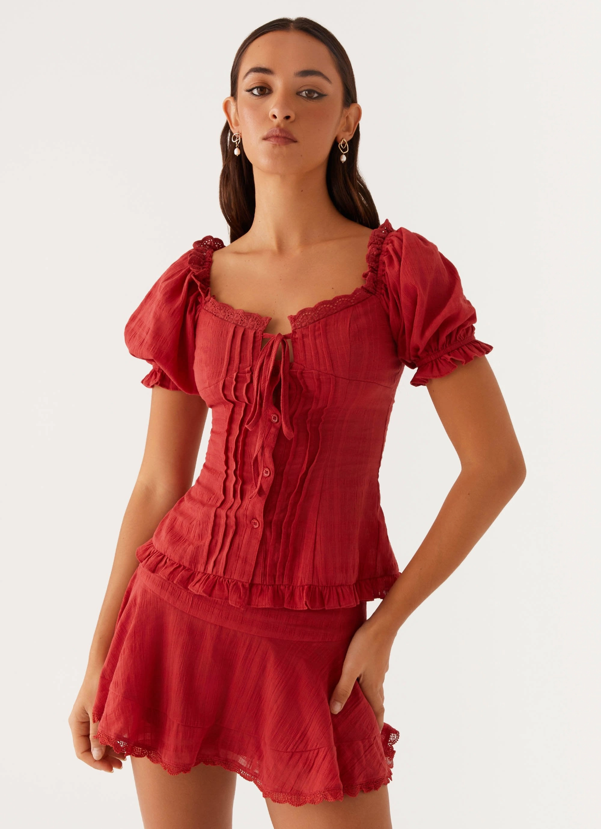 Flex Movement Cozy Design Hundred Percent Mini Skirt - Red