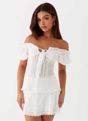 Hundred Percent Mini Skirt - White MultiPanel Cut Breathable Stretch Comfy Shape Hundred Percent Mini Skirt - White