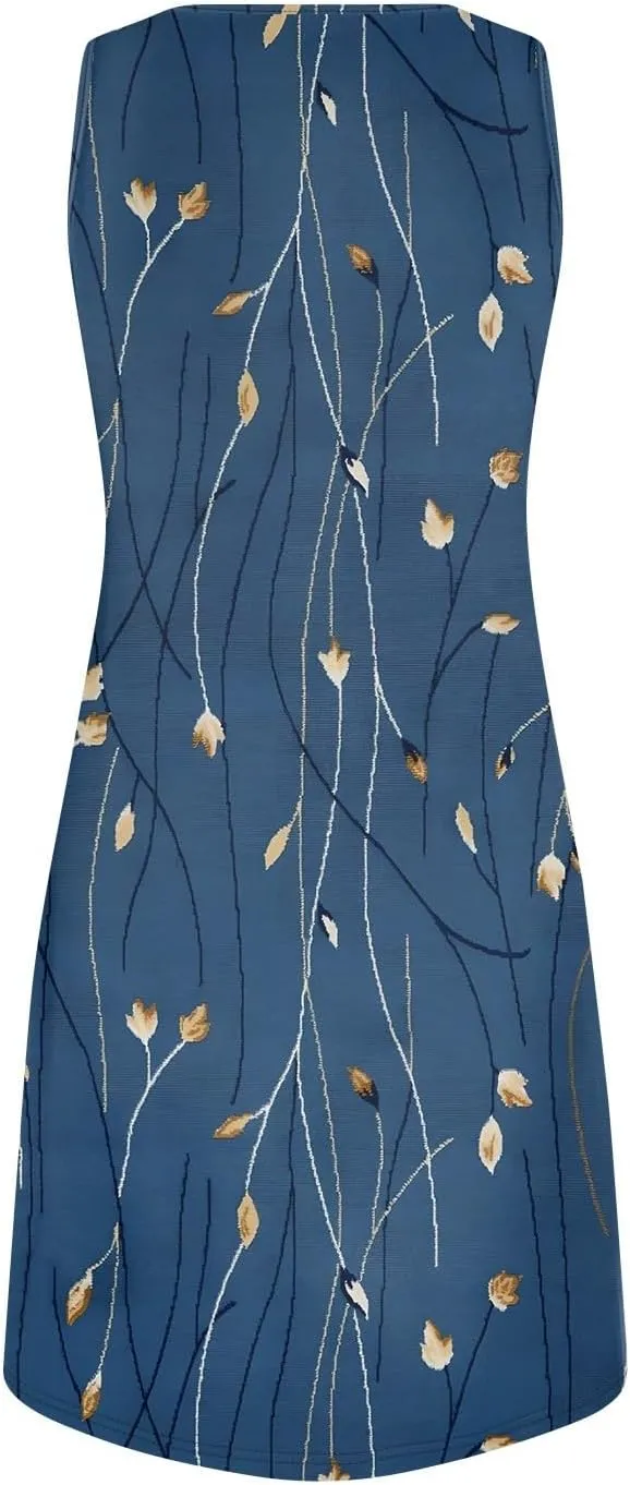 HXHYQKP Sun Dresses for Women 2025 Vacation Summer Casual Sleeveless Tank Dress Beach Cover Ups Trendy Midi Sundress