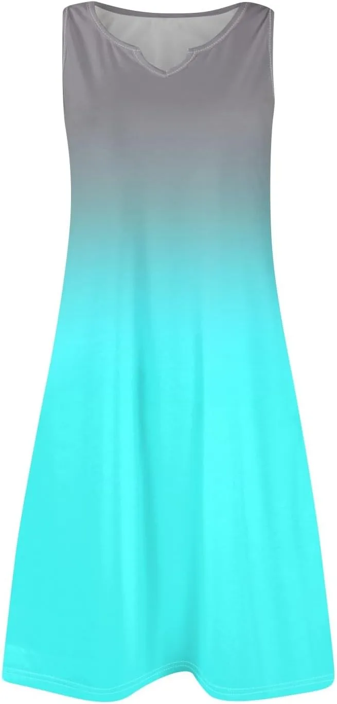HXHYQKP Sun Dresses for Women 2025 Vacation Summer Casual Sleeveless Tank Dress Beach Cover Ups Trendy Midi Sundress