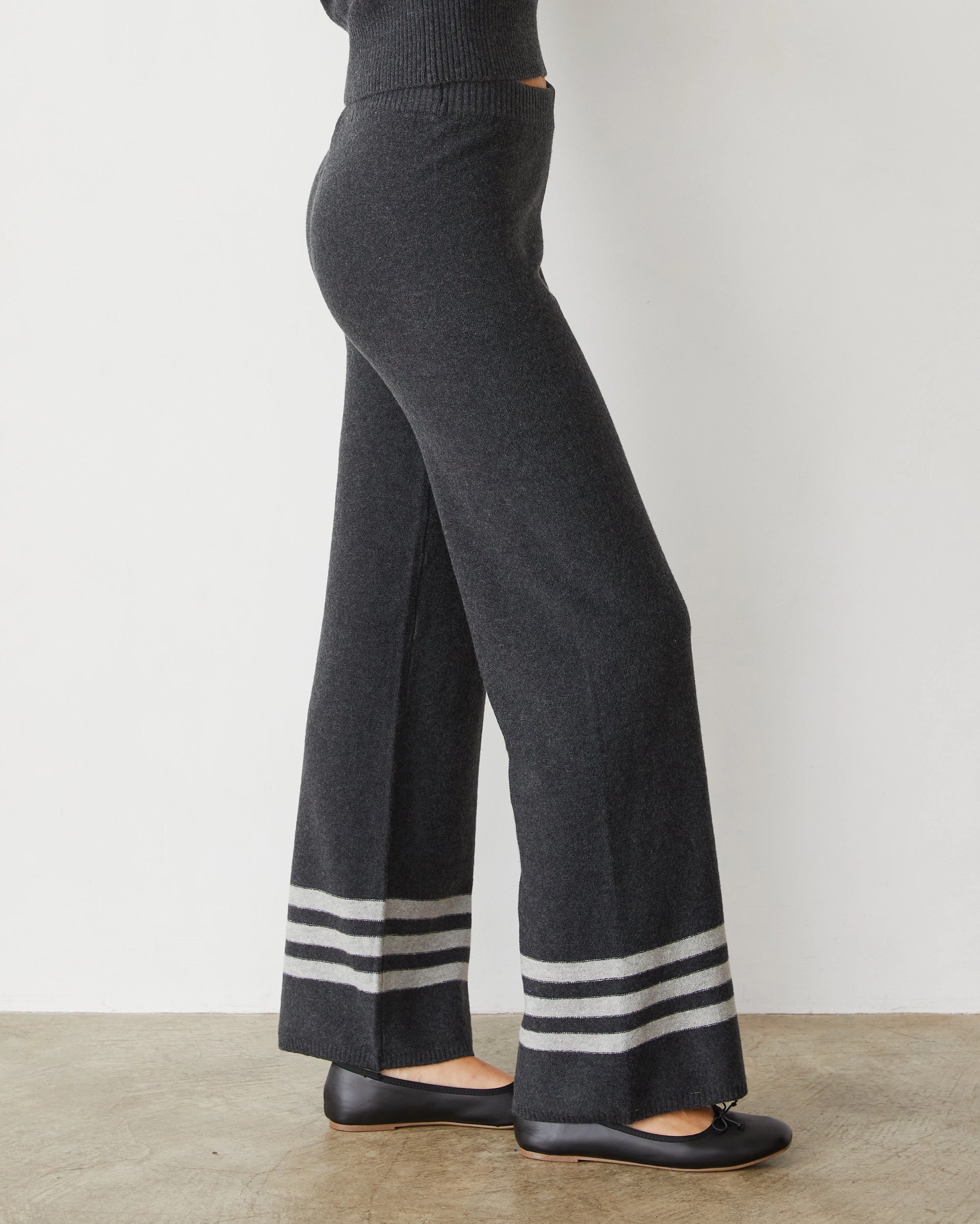 No Wrinkle Plush Stripe Straight Leg Sweat