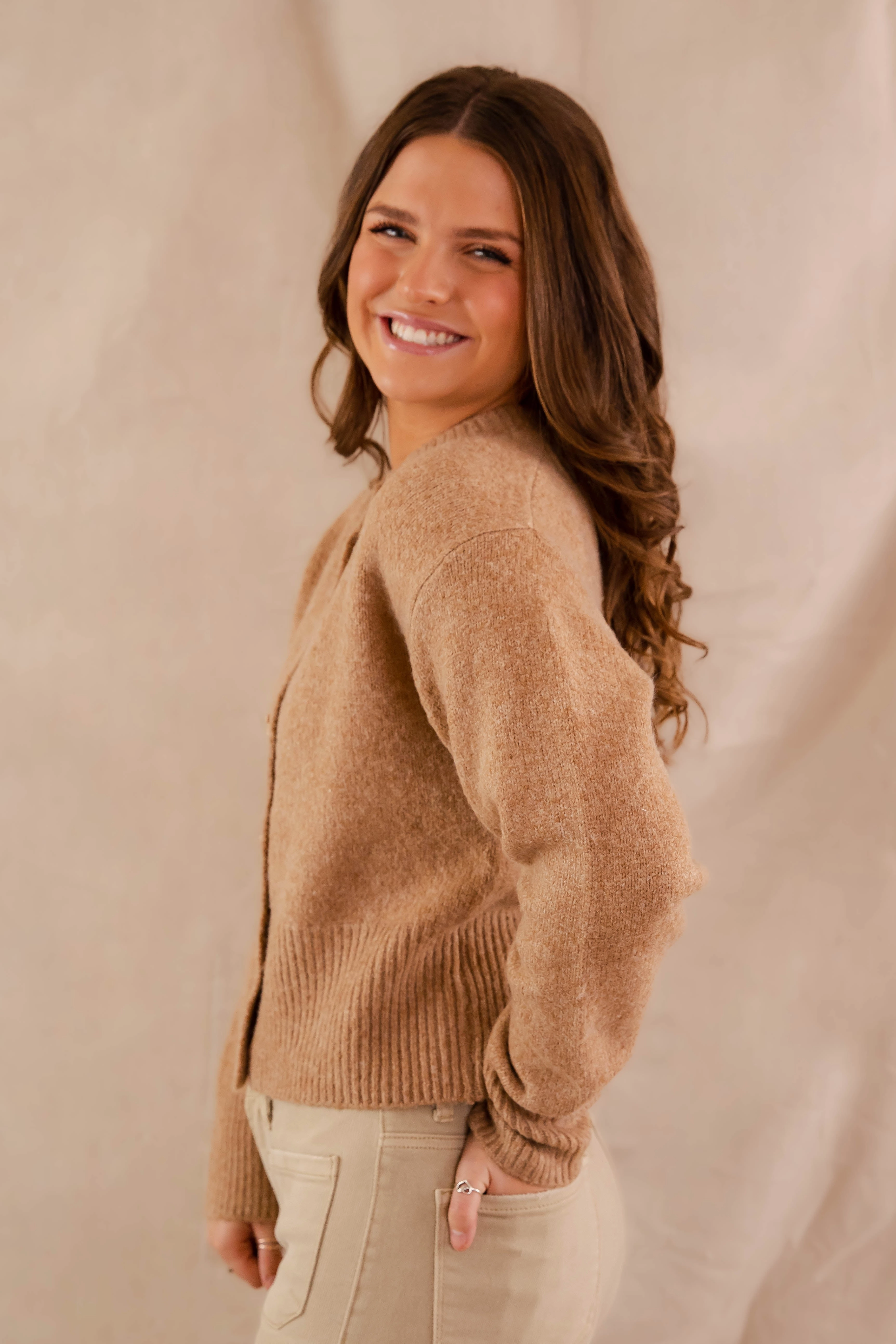 Totally Smitten Cardigan-Taupe FlexFoamInserts