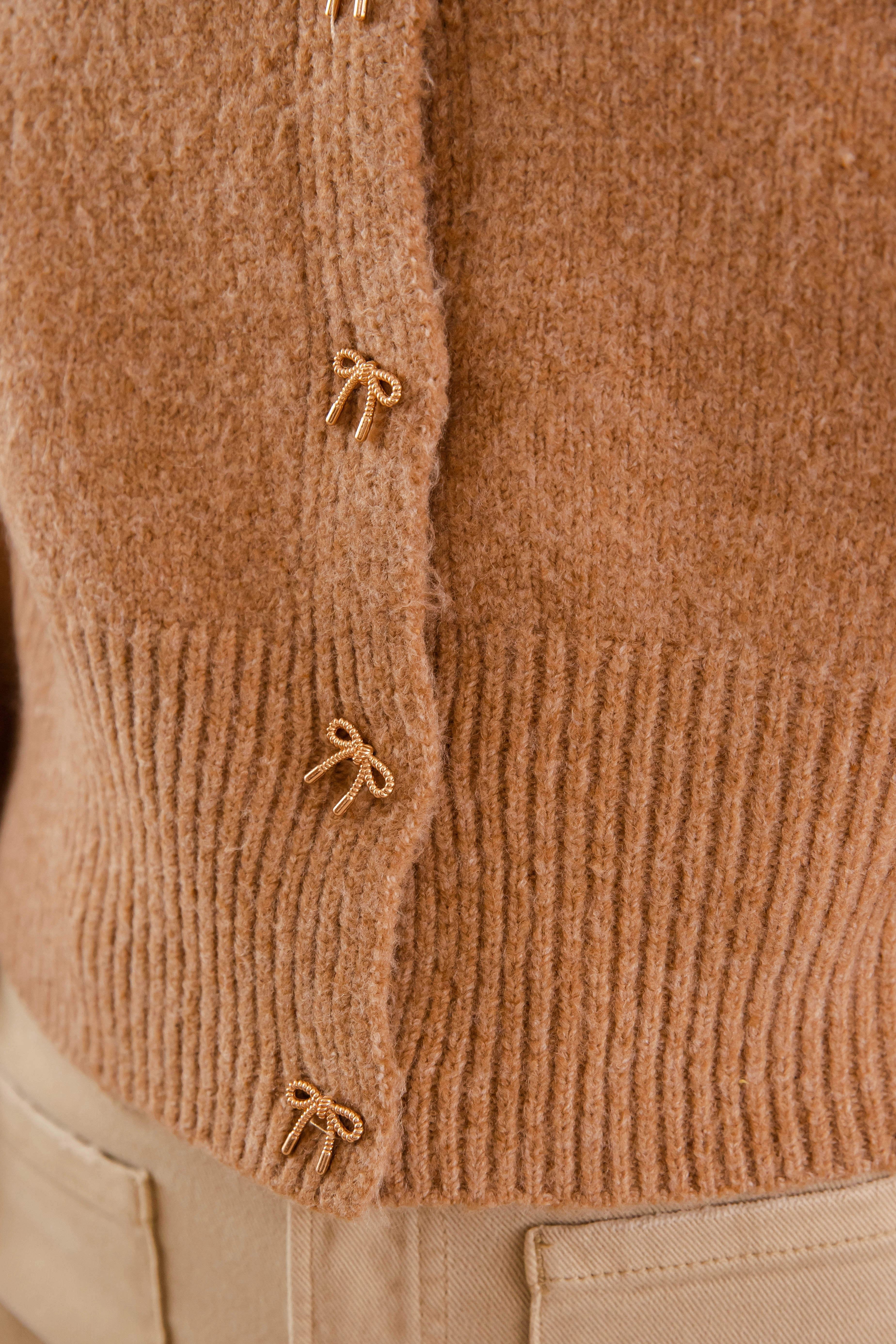 Totally Smitten Cardigan-Taupe ReflectiveTrim