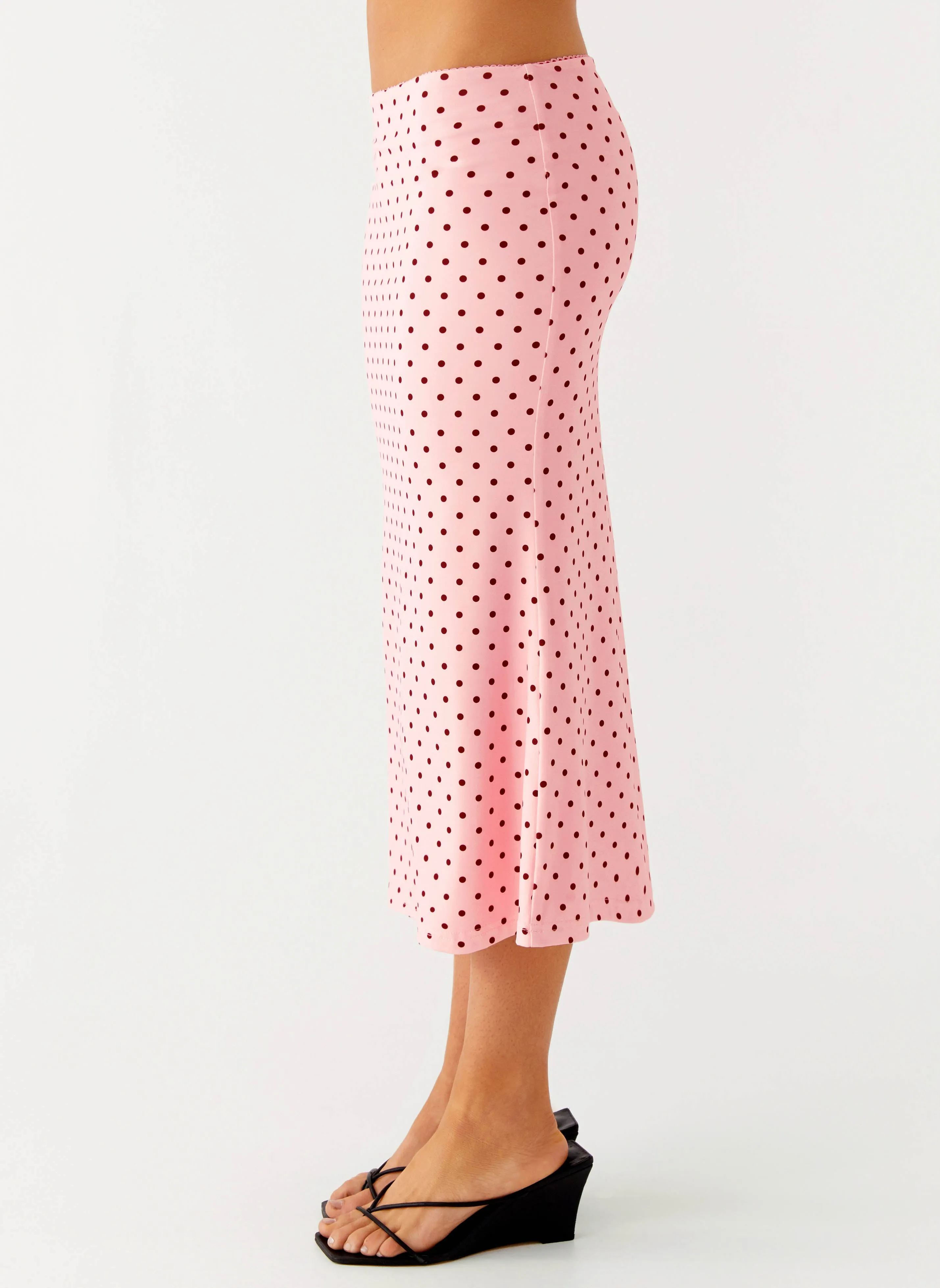 Effortless Layer Bahama Low Rise Midi Skirt - Strawberry Dot