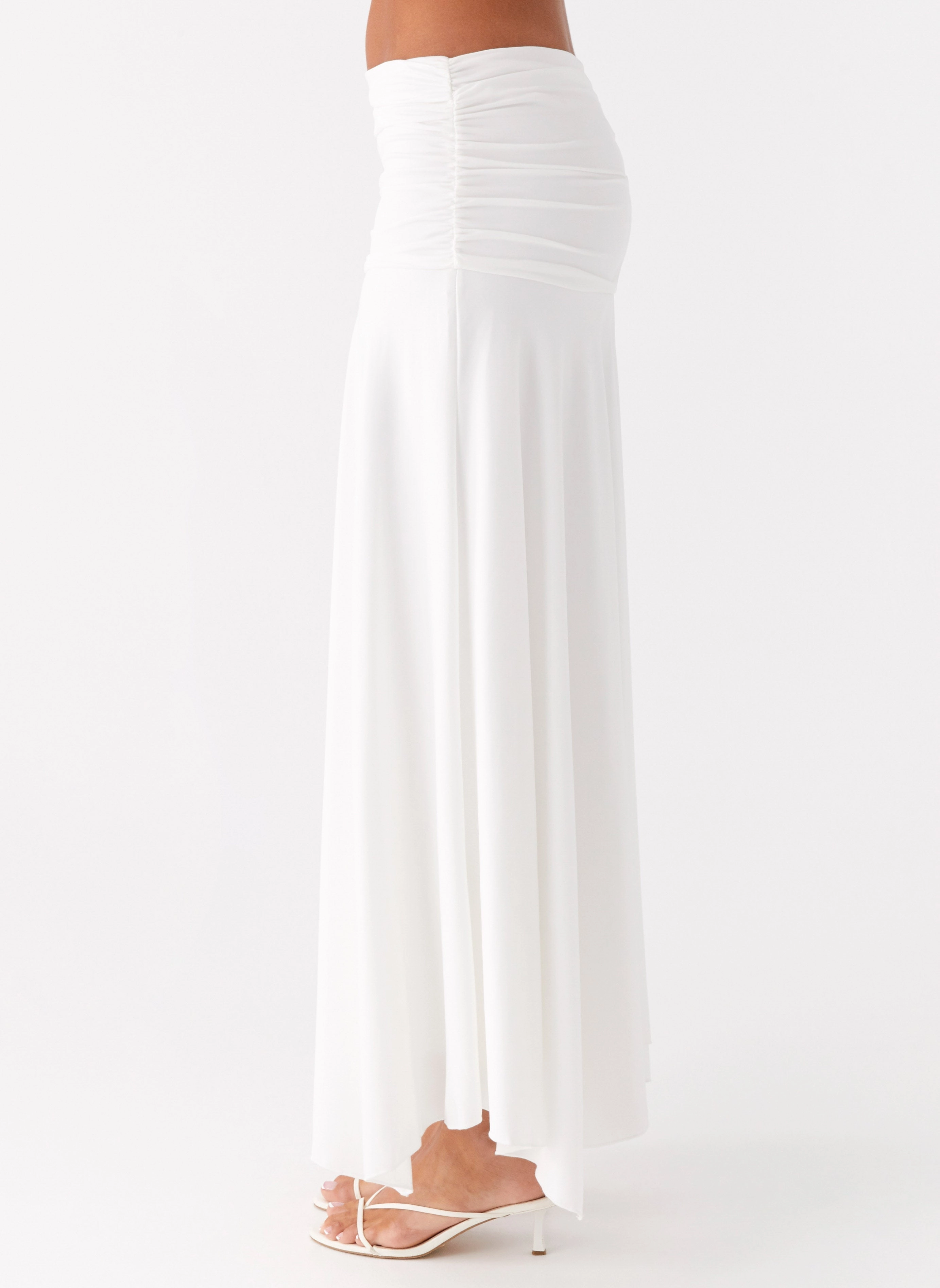 Comfort Waistline Liana Ruched Maxi Skirt - White