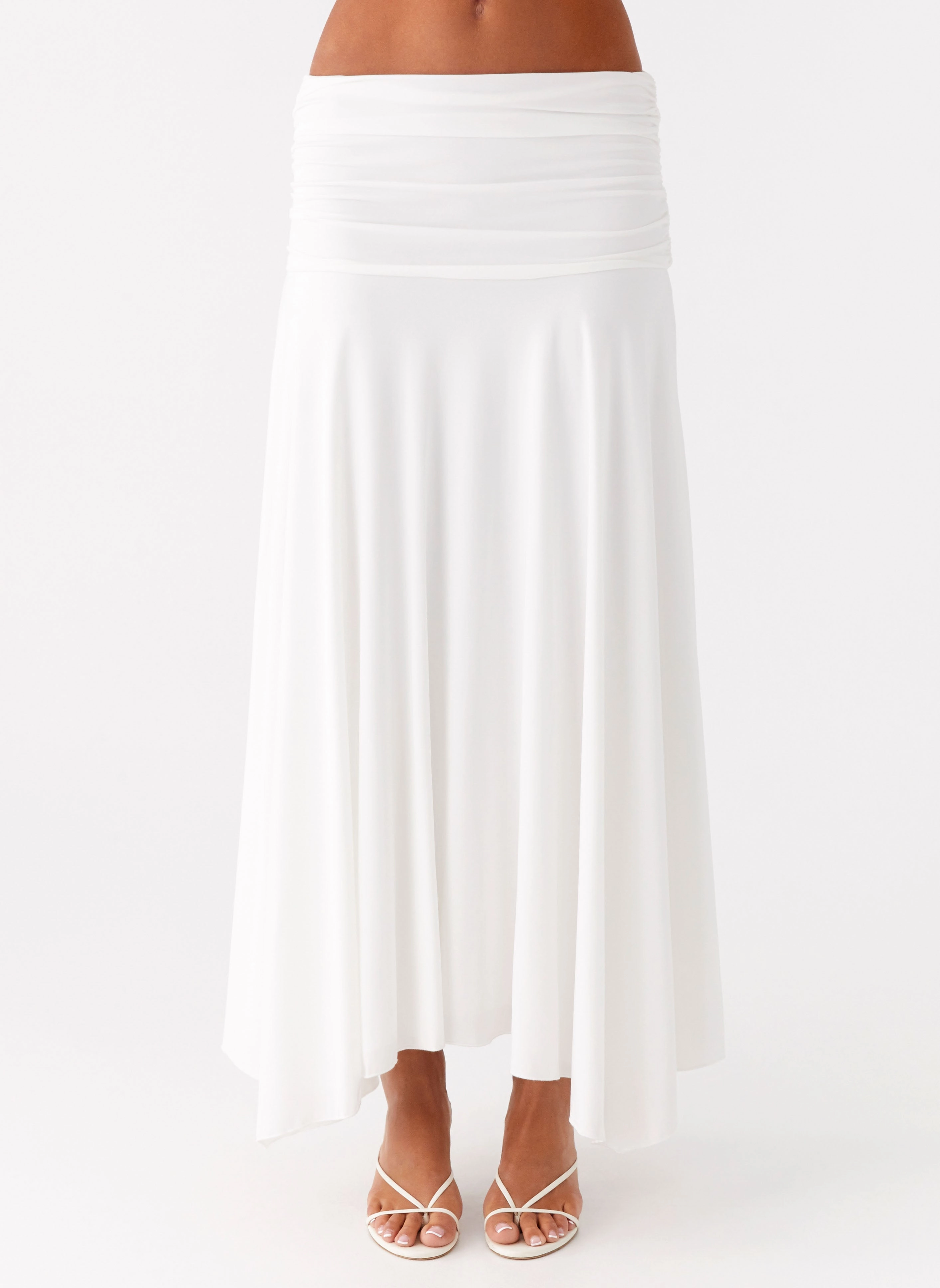 Liana Ruched Maxi Skirt - White Personality Style Sustainable