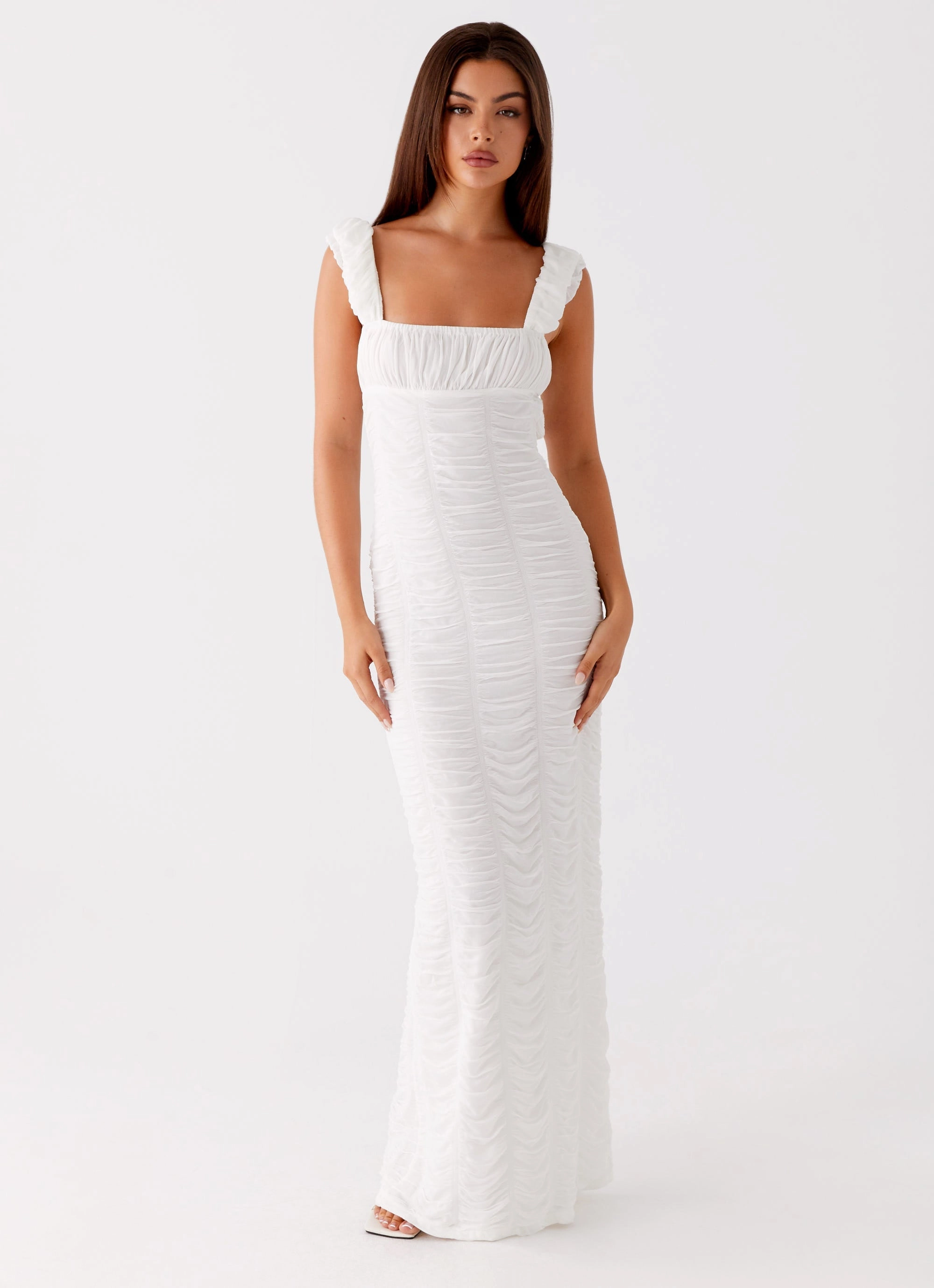 Senses Midi Dress - White Layered Form