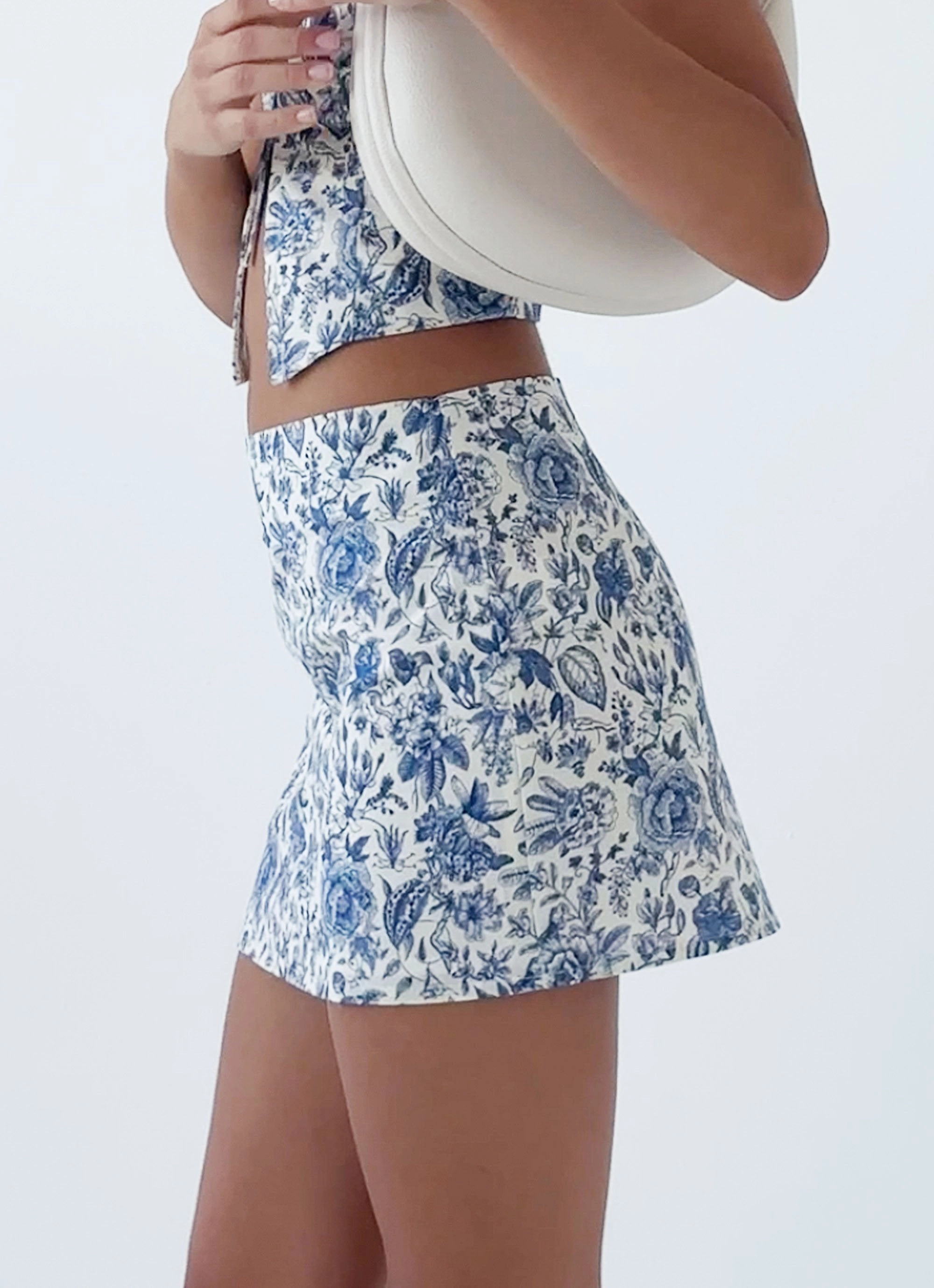 All Day Comfort Fit Take Me Away Mini Skirt - Blue Paisley