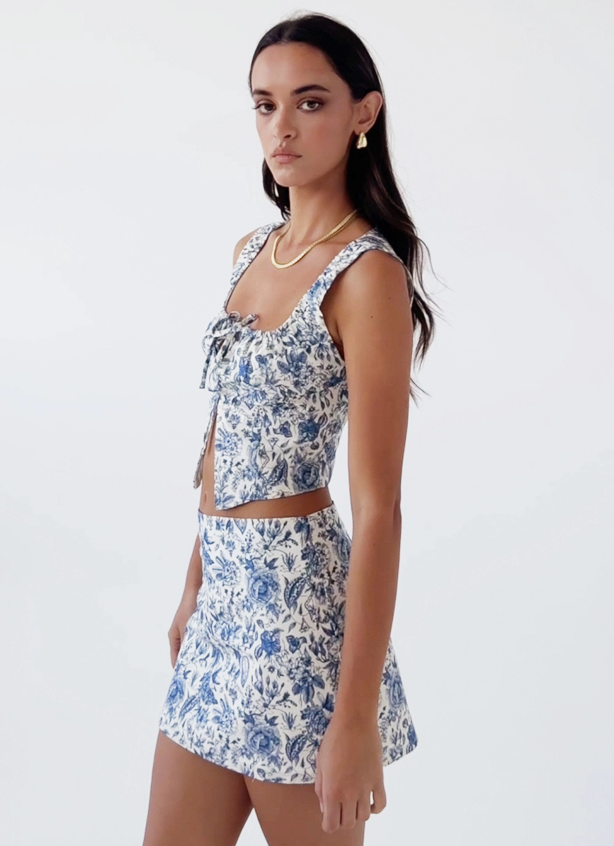 Take Me Away Mini Skirt - Blue Paisley Cozy Style Comfort Layer