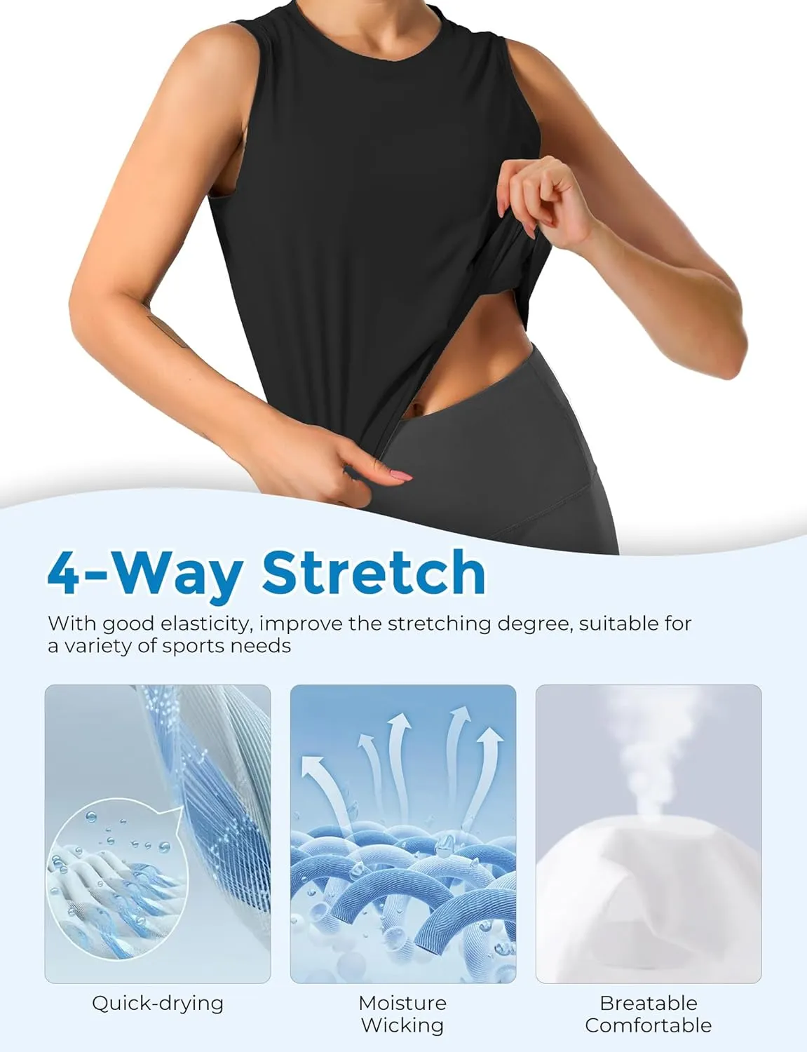 Ice Silk Workout Tank Tops for Women Gym Womens Athletic Tops Loose Fit Running Tank Sleeveless Cool Sun Protection