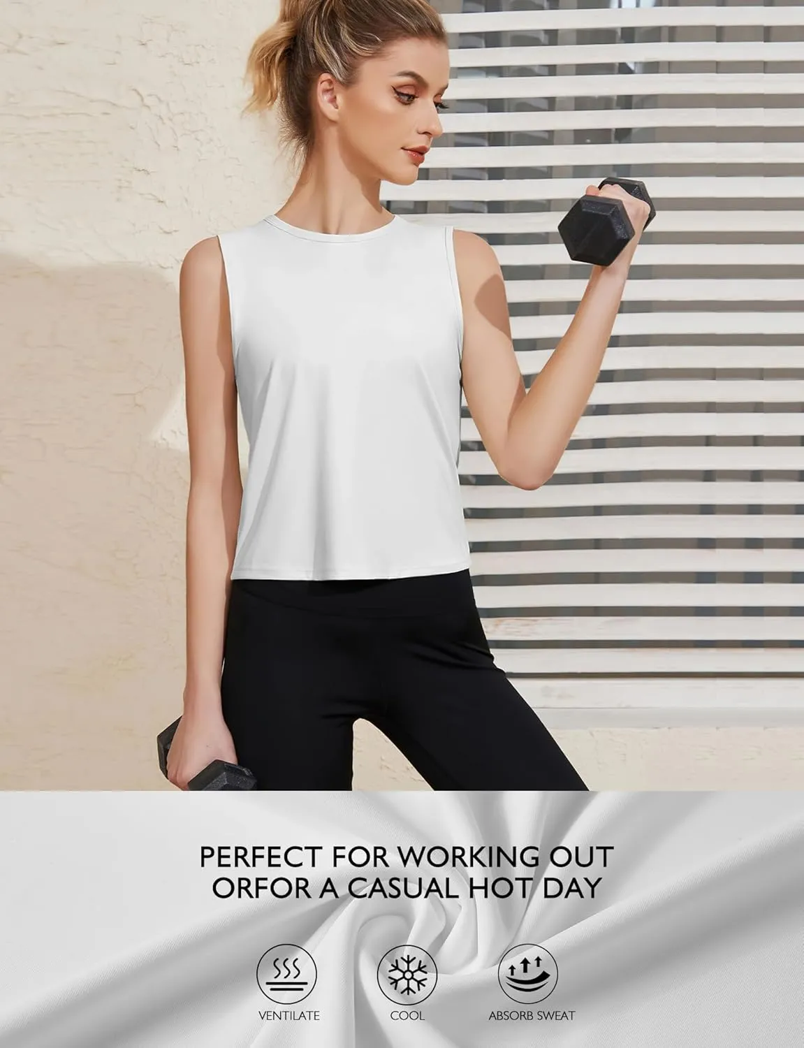Ice Silk Workout Tank Tops for Women Gym Womens Athletic Tops Loose Fit Running Tank Sleeveless Cool Sun Protection