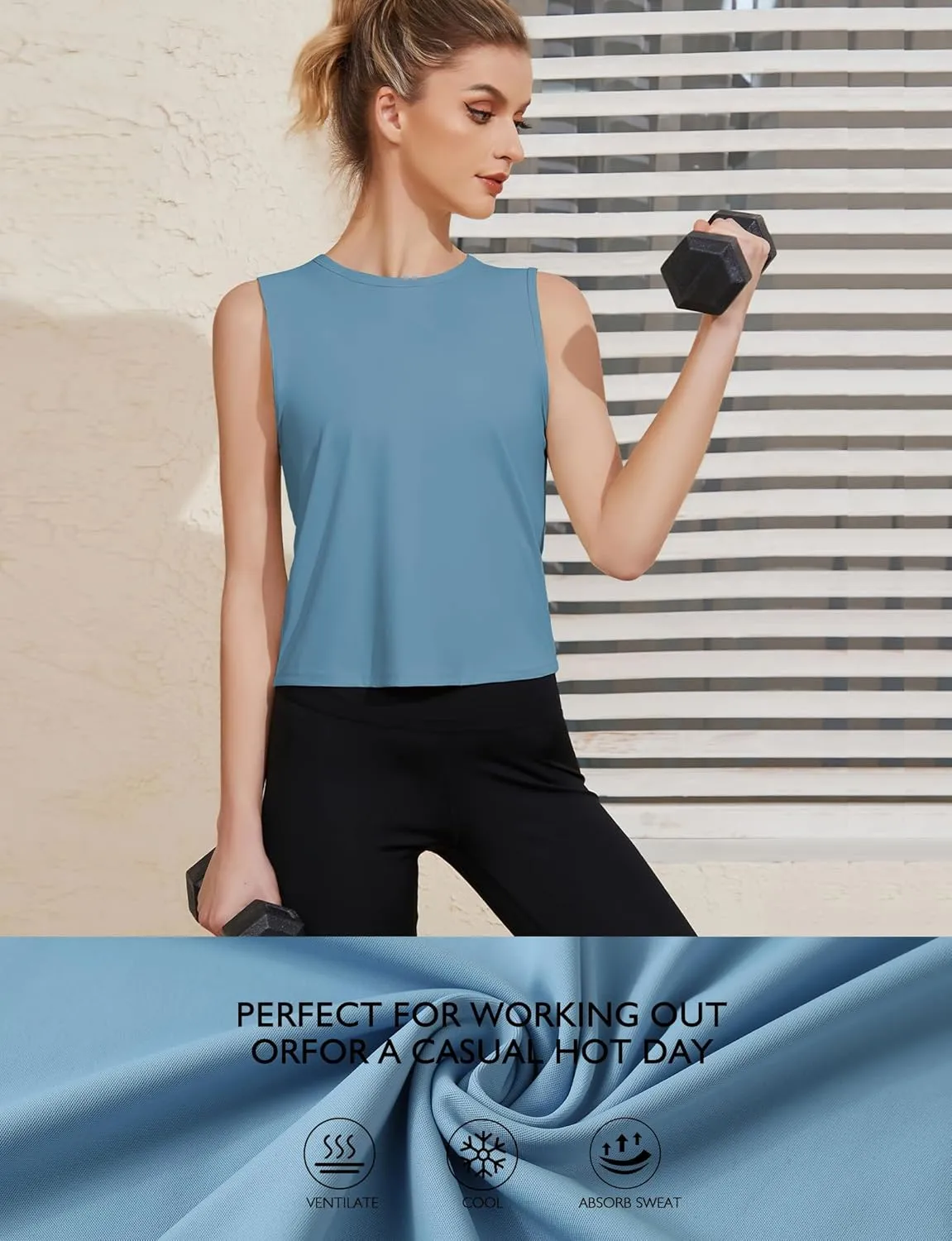 Ice Silk Workout Tank Tops for Women Gym Womens Athletic Tops Loose Fit Running Tank Sleeveless Cool Sun Protection