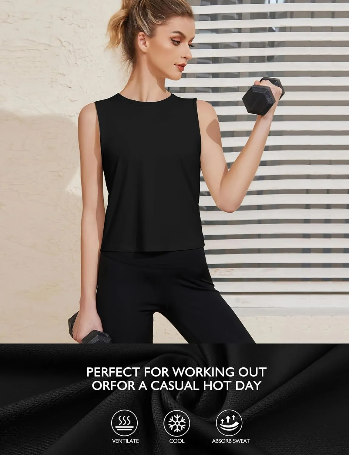 Ice Silk Workout Tank Tops for Women Gym Womens Athletic Tops Loose Fit Running Tank Sleeveless Cool Sun Protection