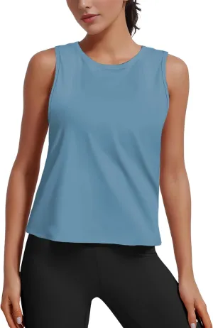 Ice Silk Workout Tank Tops for Women Gym Womens Athletic Tops Loose Fit Running Tank Sleeveless Cool Sun Protection