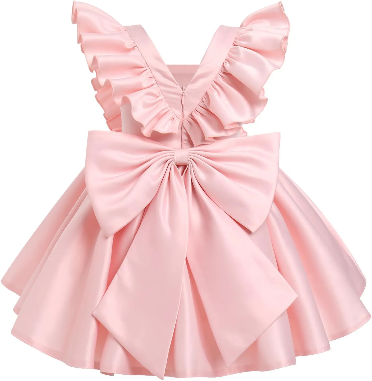 IDOPIP Flower Girl Butterfly Bow Tutu Dress for Kids Baby Princess Wedding Communion Birthday Party Pageant Baptism Dresses
