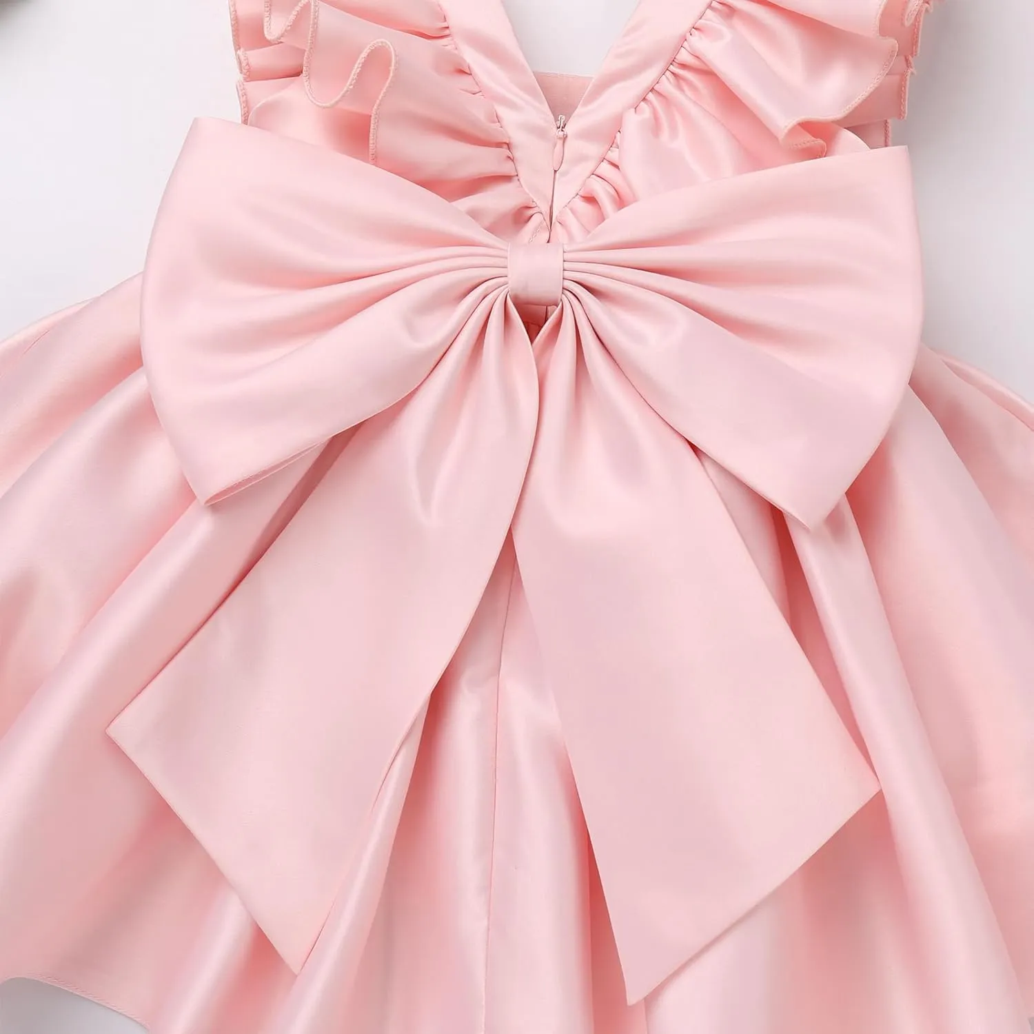 IDOPIP Flower Girl Butterfly Bow Tutu Dress for Kids Baby Princess Wedding Communion Birthday Party Pageant Baptism Dresses