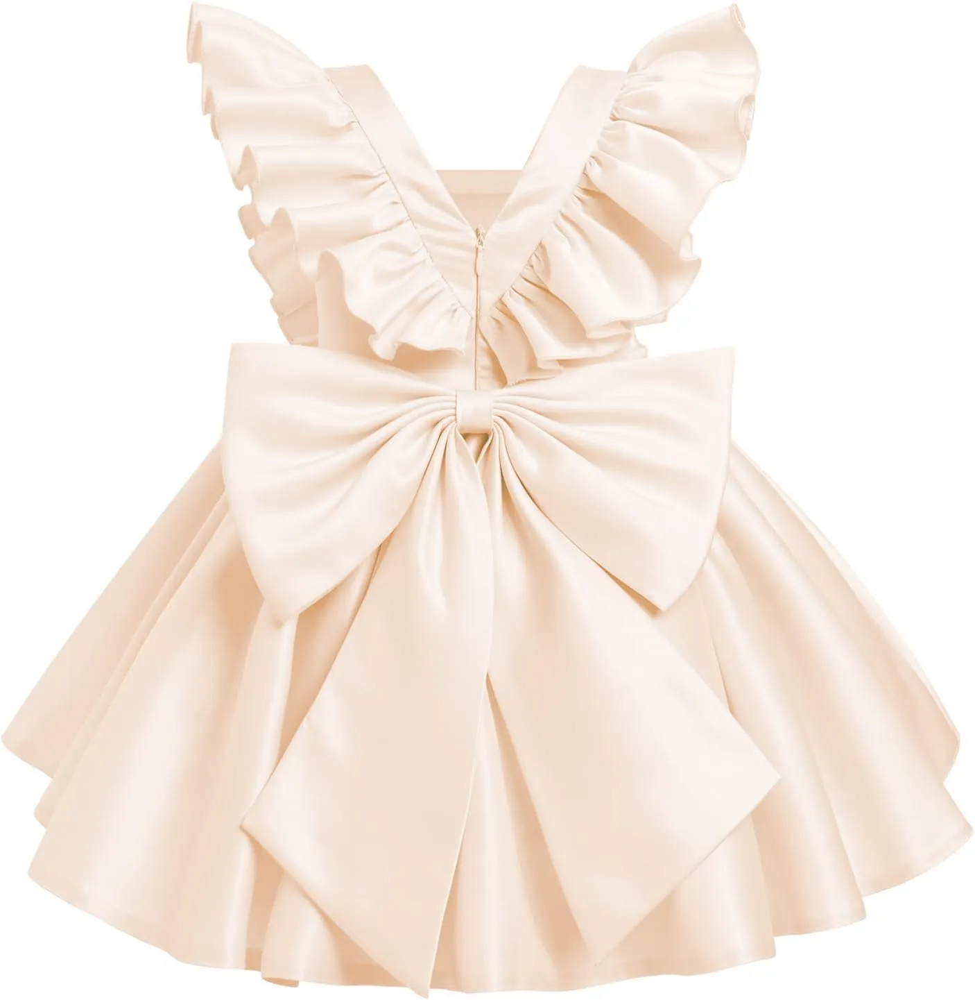 IDOPIP Flower Girl Butterfly Bow Tutu Dress for Kids Baby Princess Wedding Communion Birthday Party Pageant Baptism Dresses