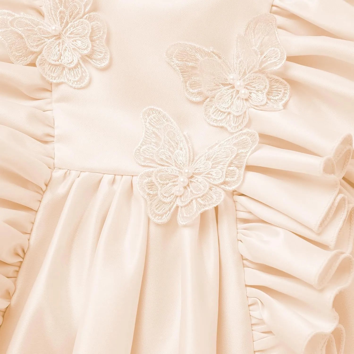 IDOPIP Flower Girl Butterfly Bow Tutu Dress for Kids Baby Princess Wedding Communion Birthday Party Pageant Baptism Dresses