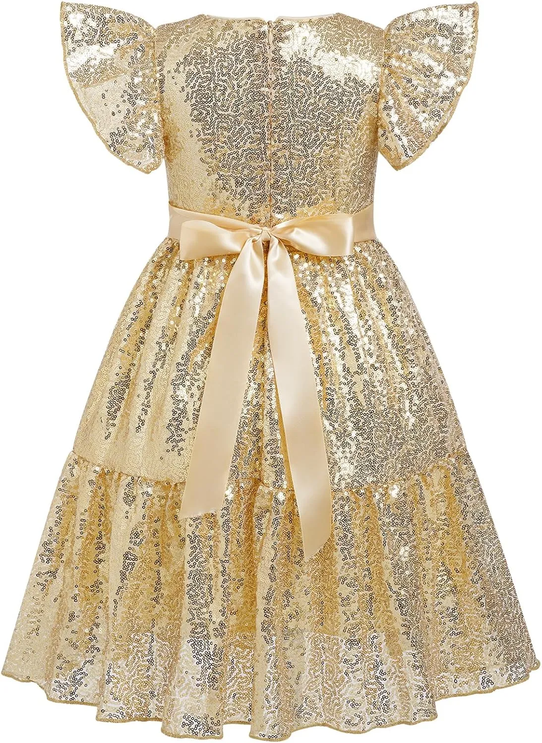 IDOPIP Flower Girl Sequin Ruffle Tutu Dress for Kids Wedding Pageant Party Formal Gown Princess Birthday Communion Dresses