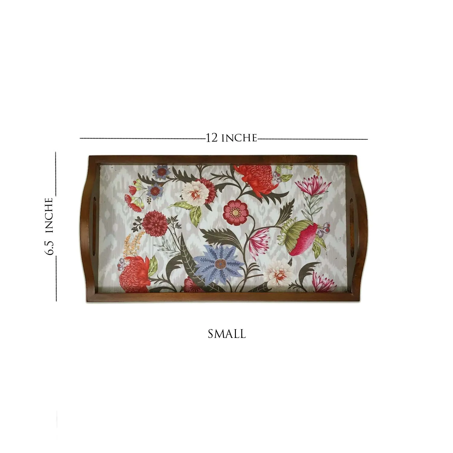 Ikat Floral Wooden Tray Set