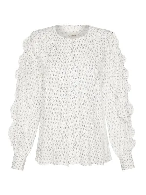 Ikat Leaf Ruffle Blouse
