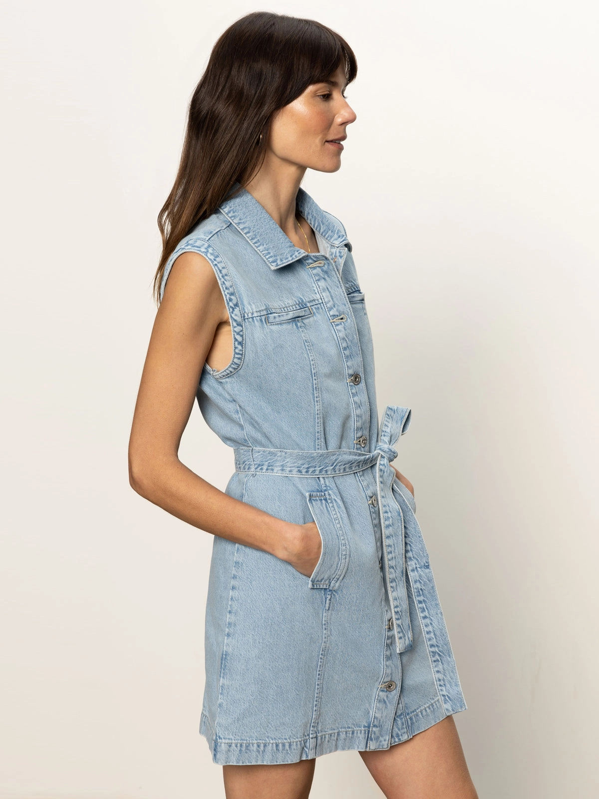 Bless Glow Matte Fabric Ila Denim Dress Bouquet