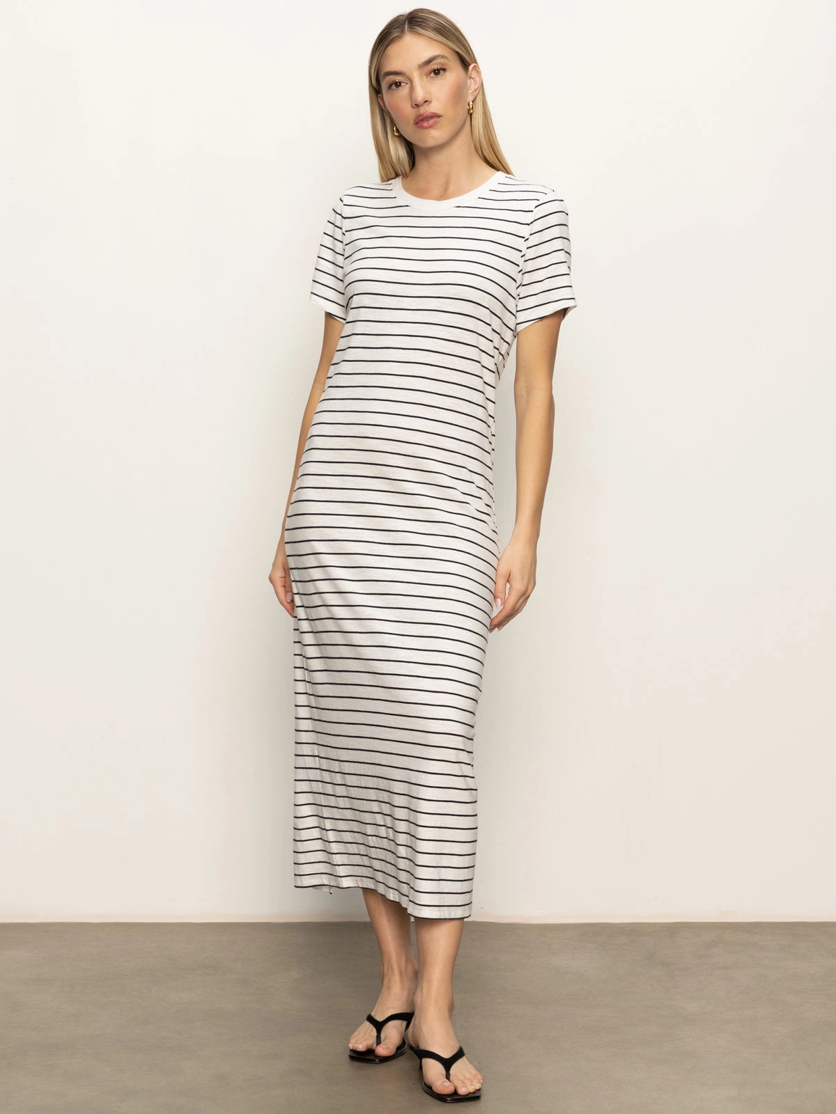 Color Glow Perfect Tee Maxi Dress Chalk Black Stripe