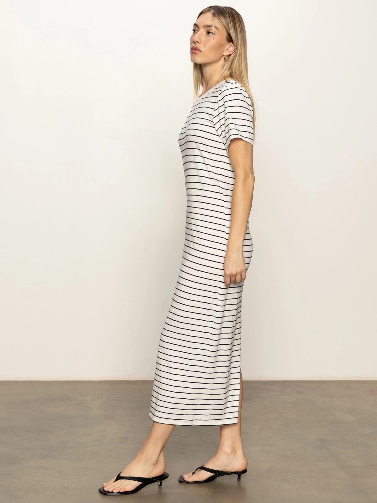 Perfect Tee Maxi Dress Chalk Black Stripe Day Ready Look Celebration Wear