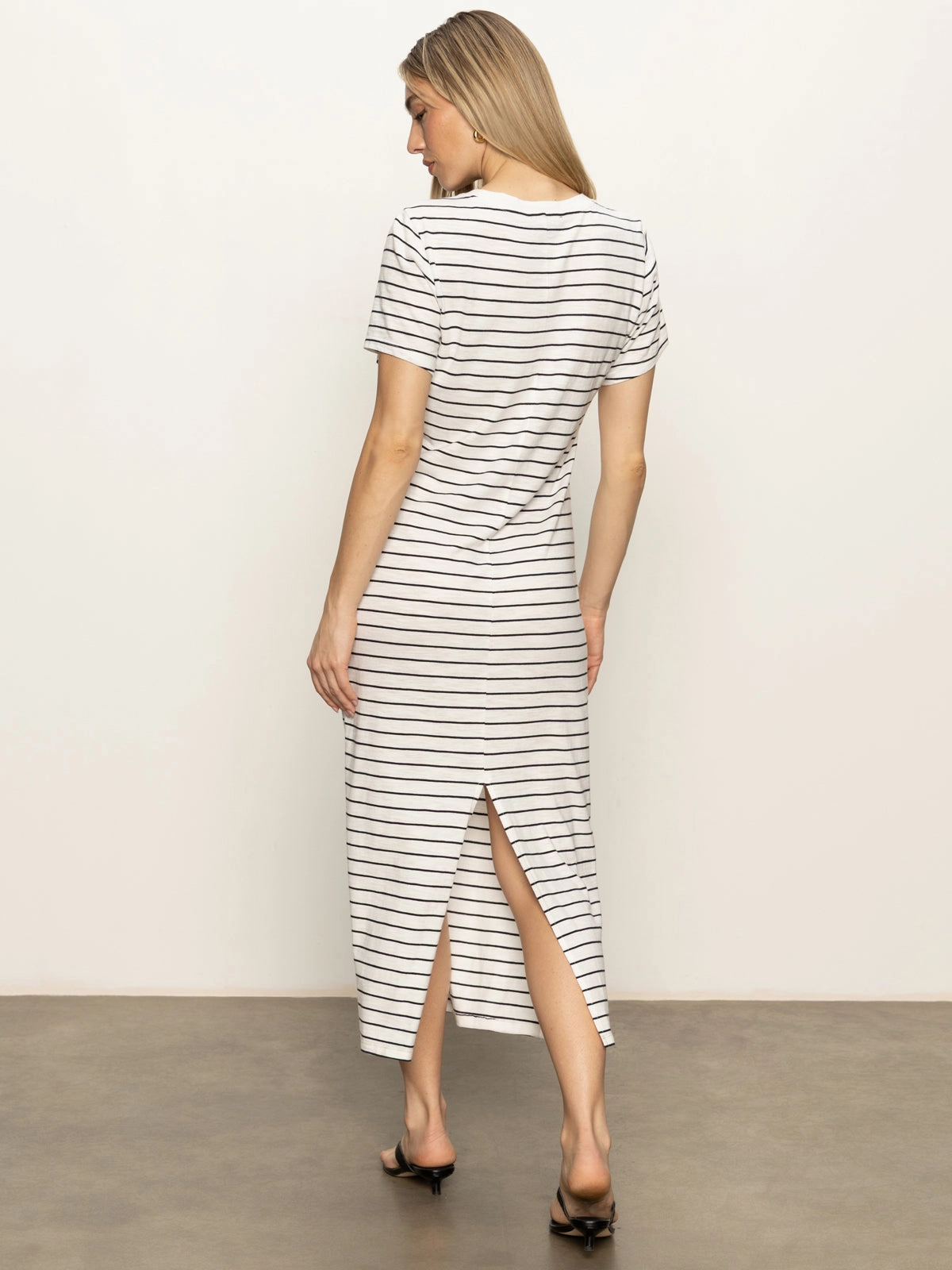 Perfect Tee Maxi Dress Chalk Black Stripe Waist Seam