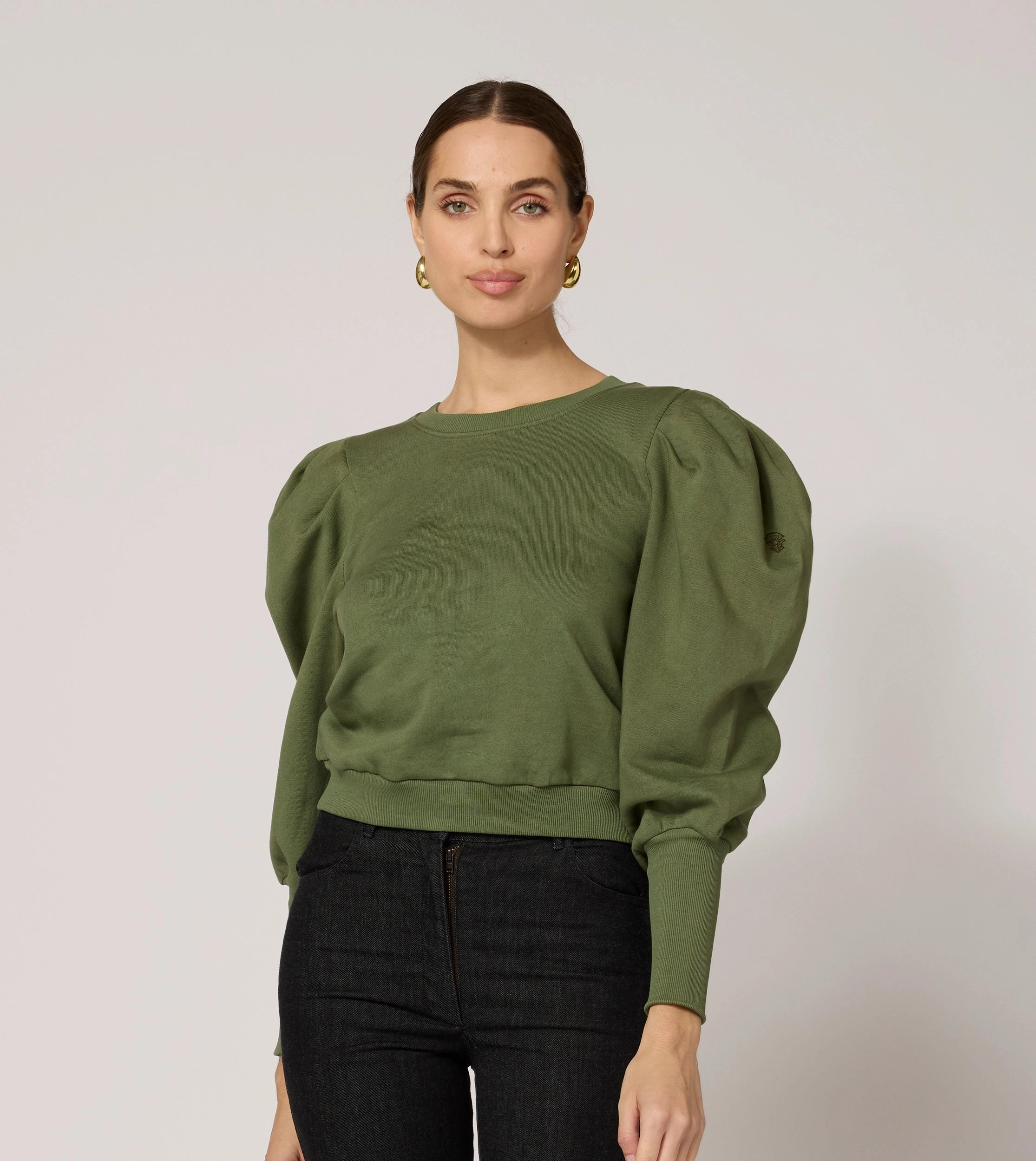 Indi Sweatshirt | Army Green Layered Look