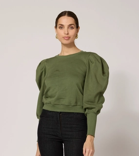 Indi Sweatshirt | Army Green FrictionReducing Seam Indi Sweatshirt | Army Green Layered Look