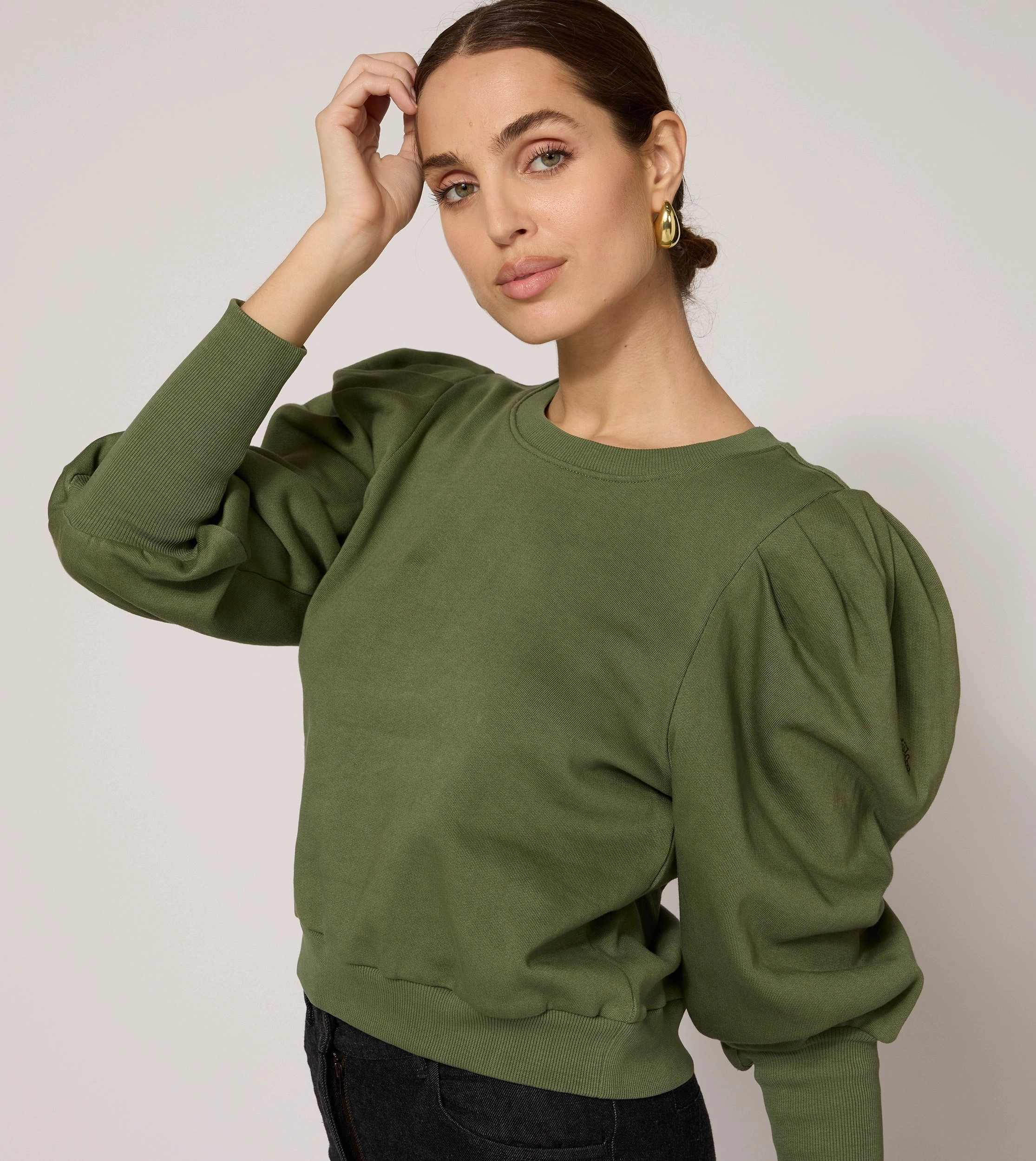 Indi Sweatshirt | Army Green Modular Pocket Layout