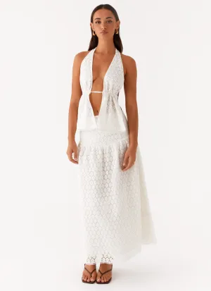 Indiana Corset Midi Skirt - White StainResistantFinish Odor control Functional fashion wear Indiana Corset Midi Skirt - White