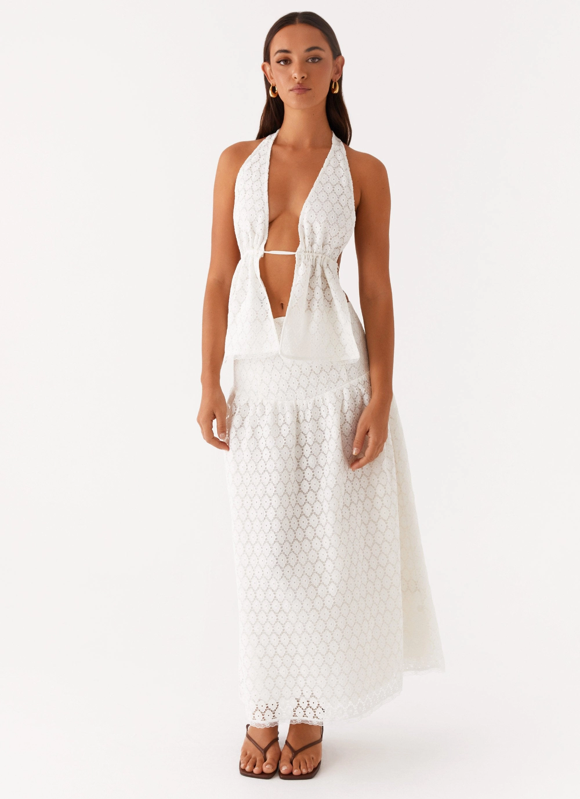 Indiana Halter Tie Top - White OrganicCottonBlend