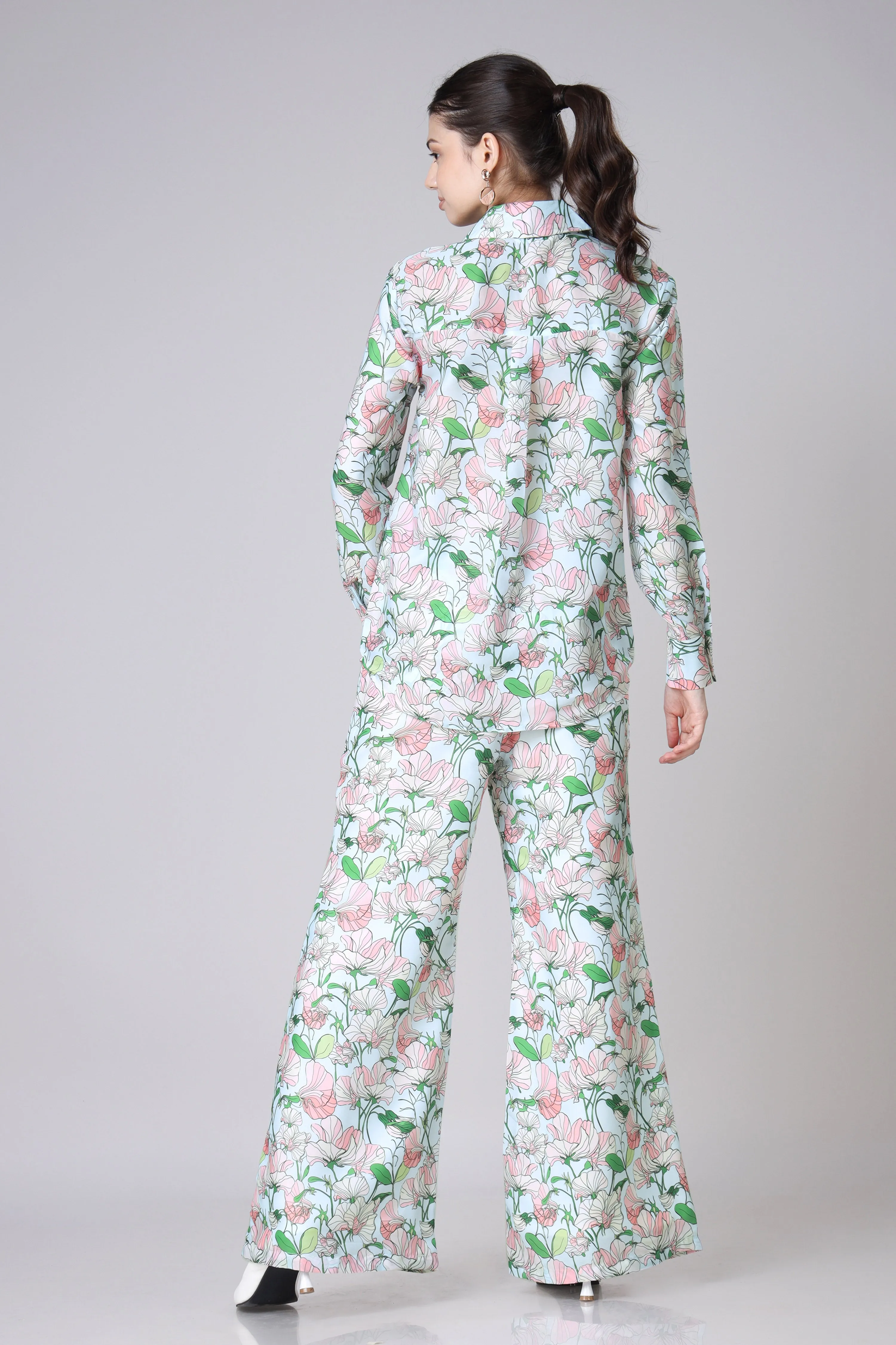 Indo Era Floral Print Shirt Pant Co-Ord Set