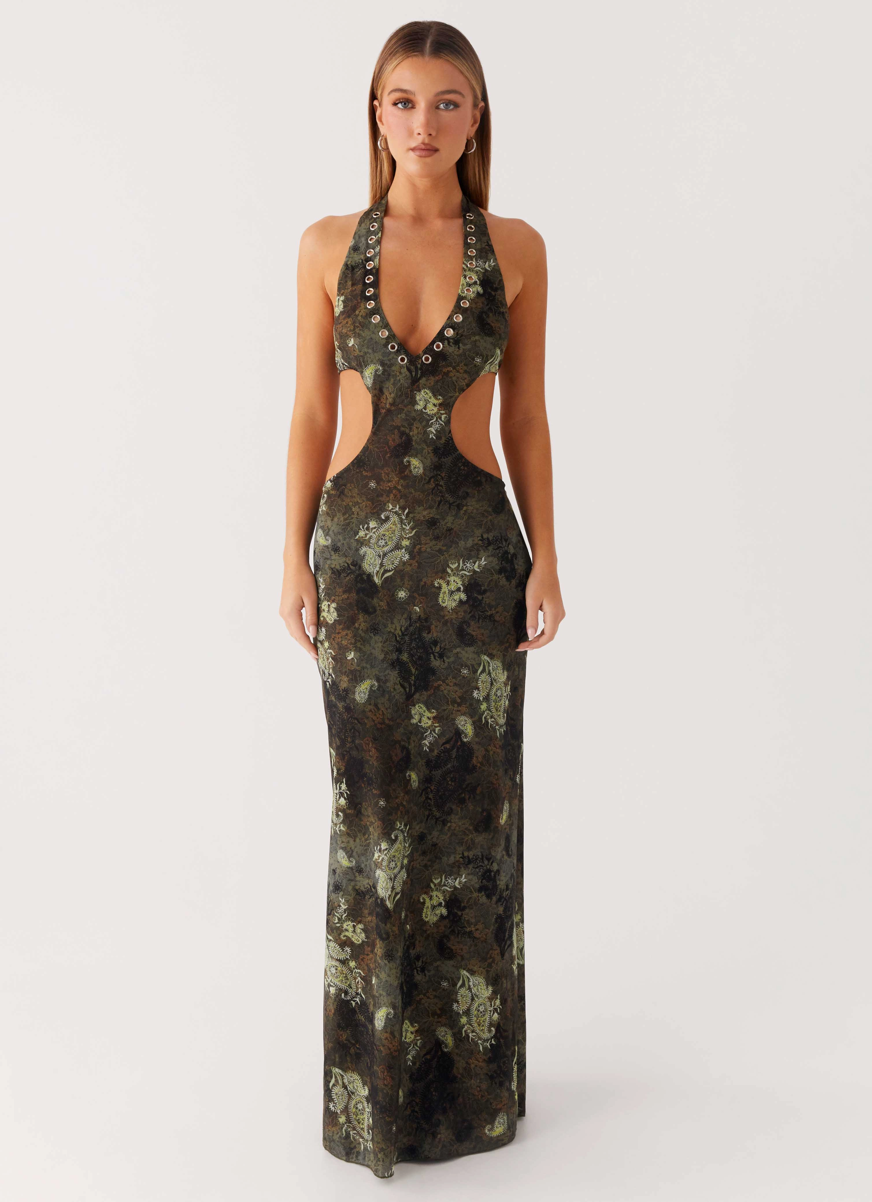 Fresh Motion Holiday Wear Indra Maxi Dress - Cyber Floral