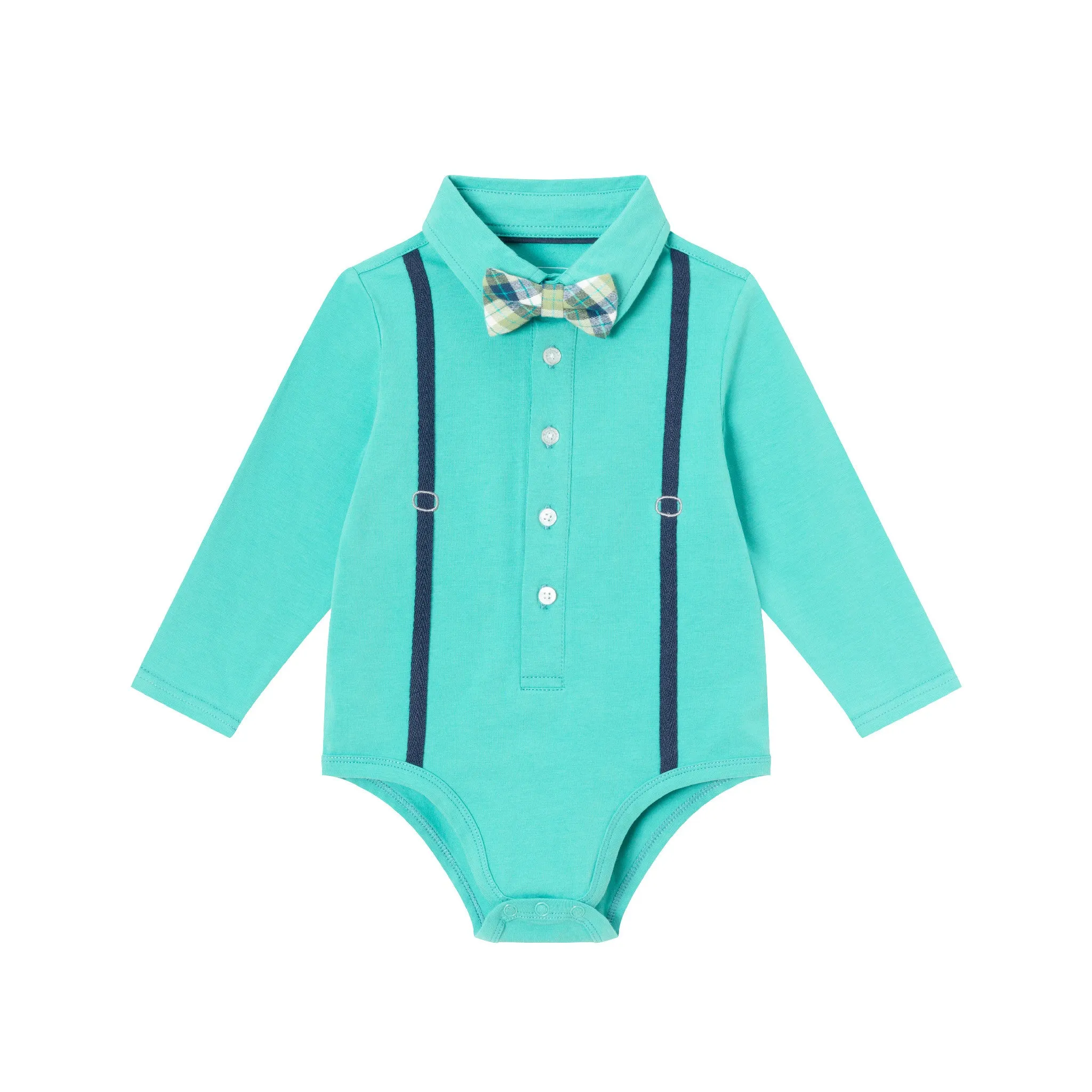 Infant Suspender Shirtzie® & Pique Pant Set | Teal