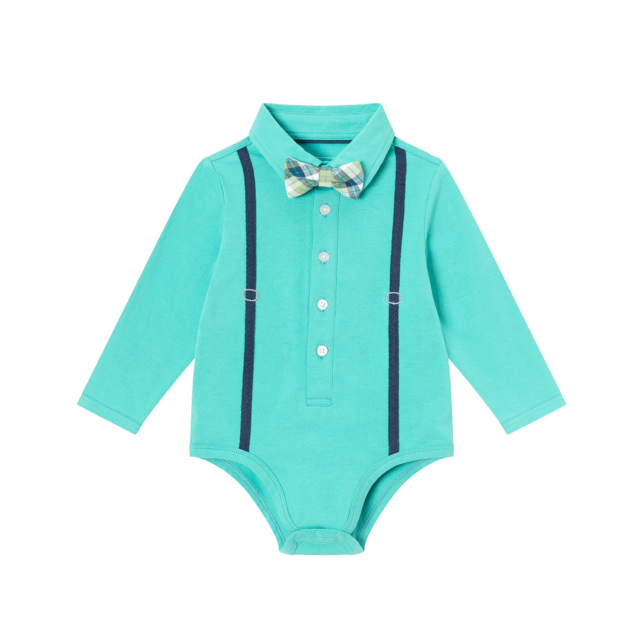 Infant Suspender Shirtzie® & Pique Pant Set | Teal