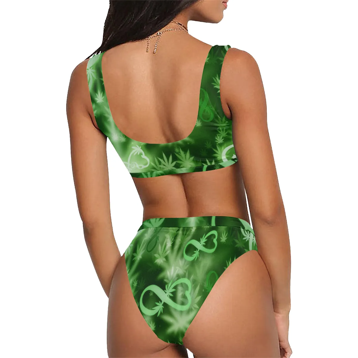 INFINITY GREEN COSMOS Sport Top & High-Waisted Bikini Swimsuit