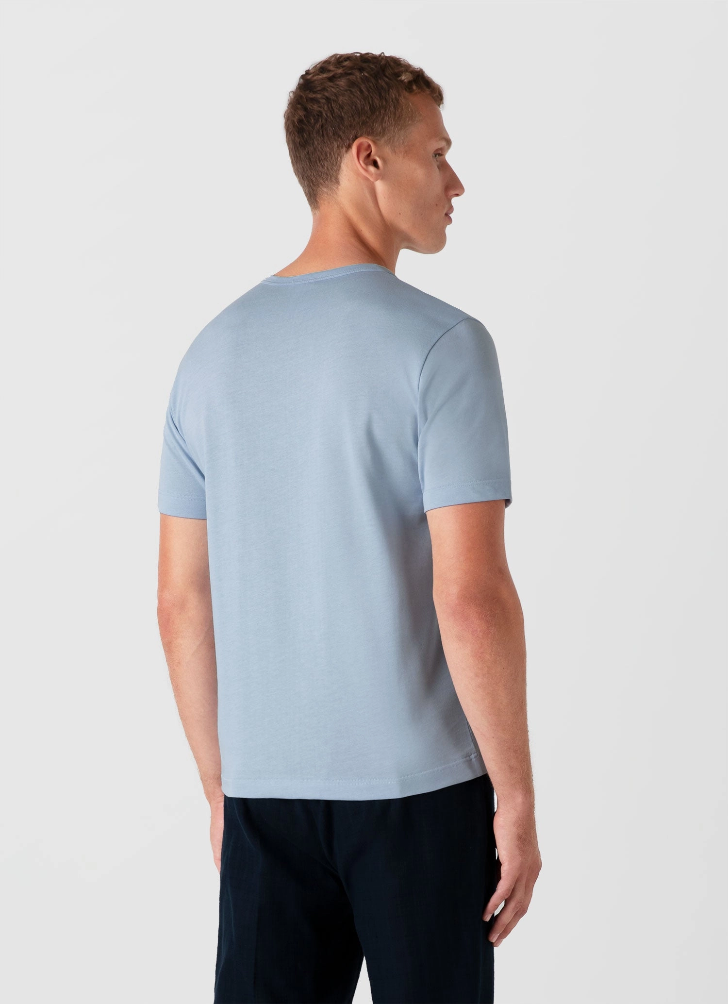 Comfy Stretch Men's Single Jersey T-shirt in Blue Mist