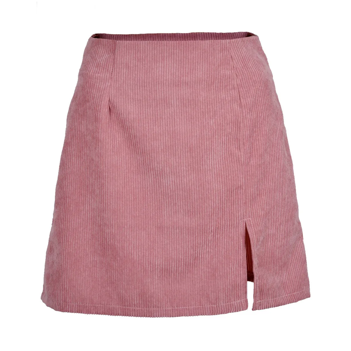 ins Europe Women High Waist Skirt Solid Colored Splitted A-Line Skirt